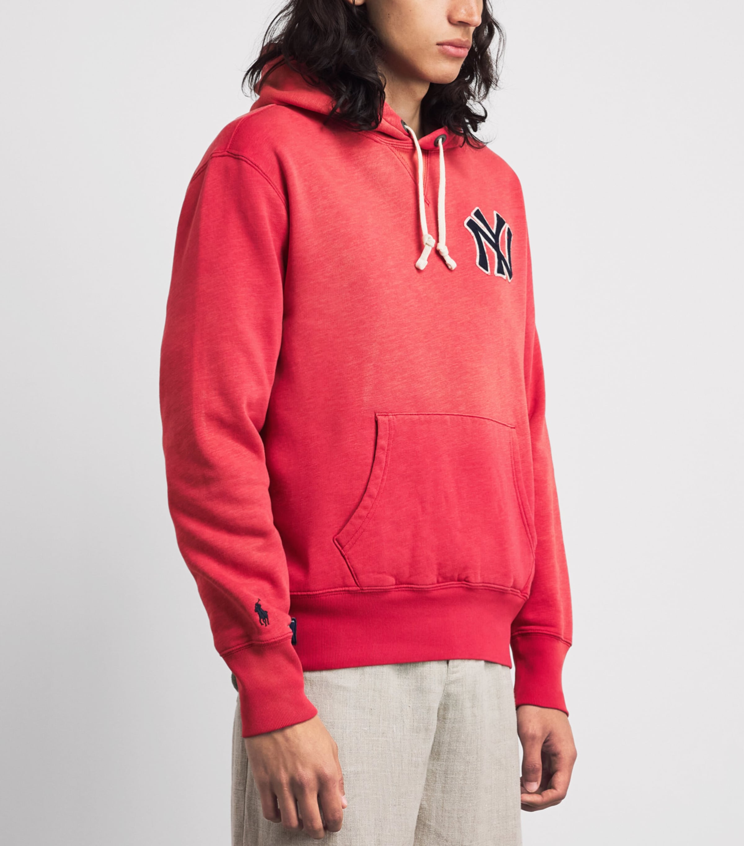 Polo Ralph Lauren Mens x Yankees Logo Hoodie Sunrise Red Image 4
