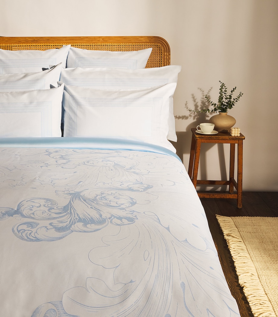 Celso De Lemos Egyptian Cotton Exquise King Duvet Cover (230cm x 220cm) Sky Blue Image 1