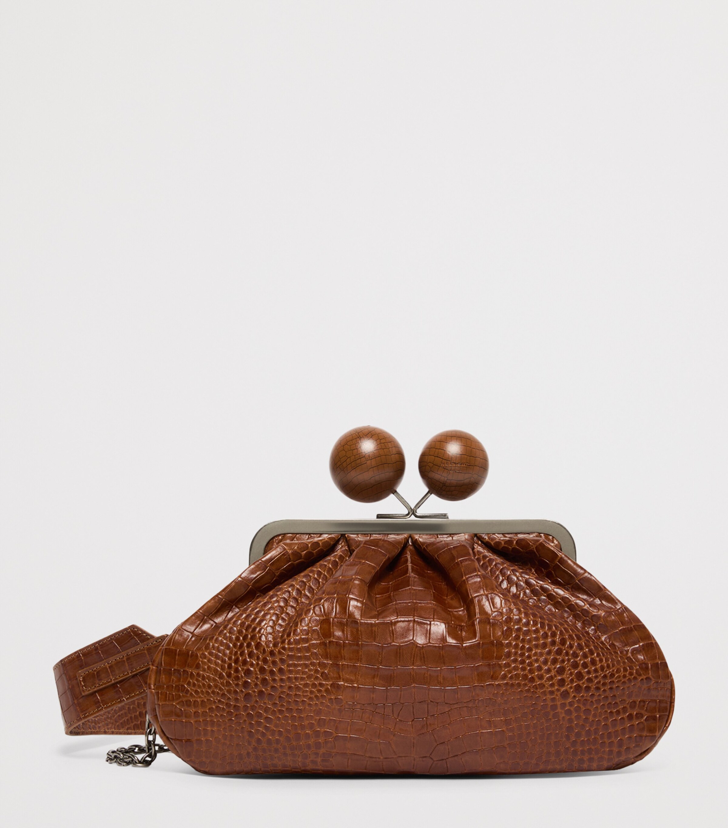 Weekend Max Mara Red Medium Croc-Embossed Leather Pasticcino