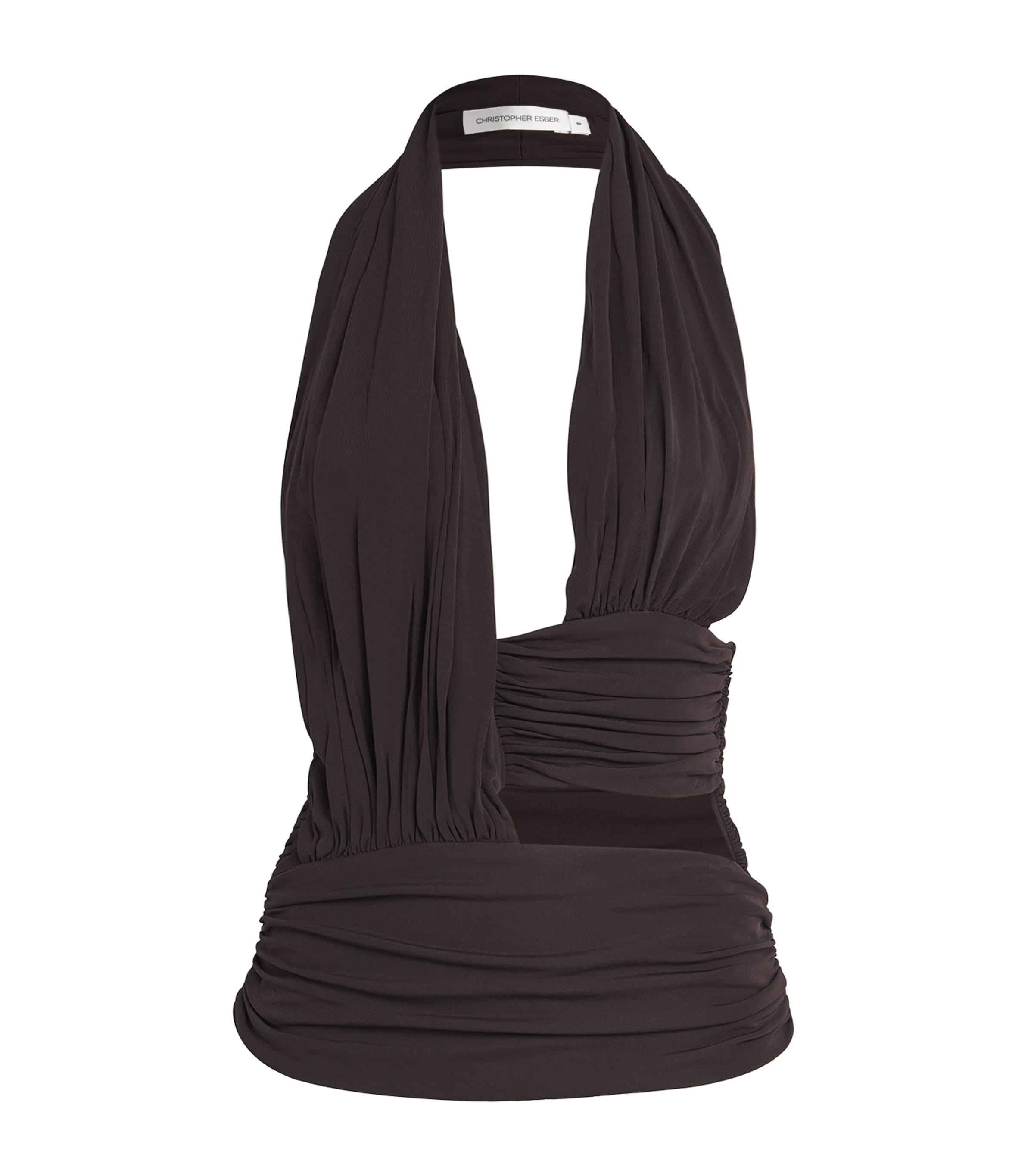 Christopher Esber Jersey Draped Cummerbund Top In Black