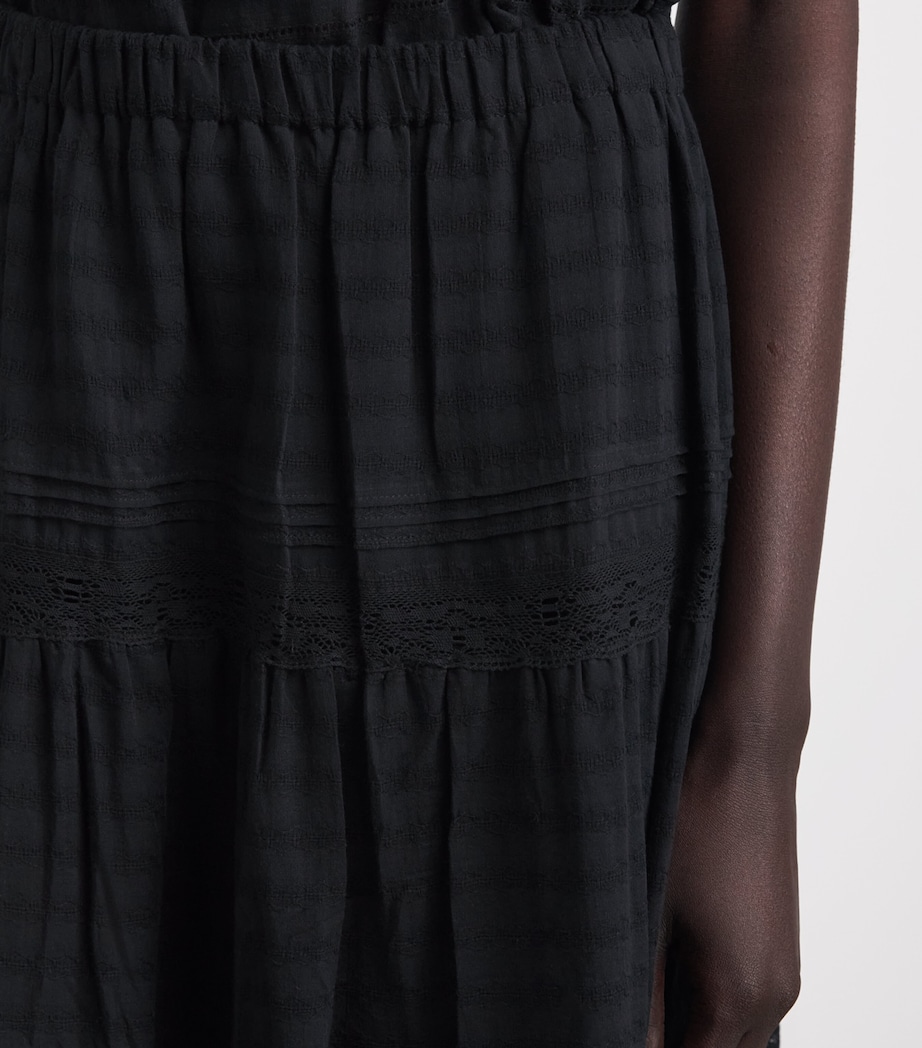 PAIGE Womens Cotton Embroidered Andres Maxi Skirt Black Image 3