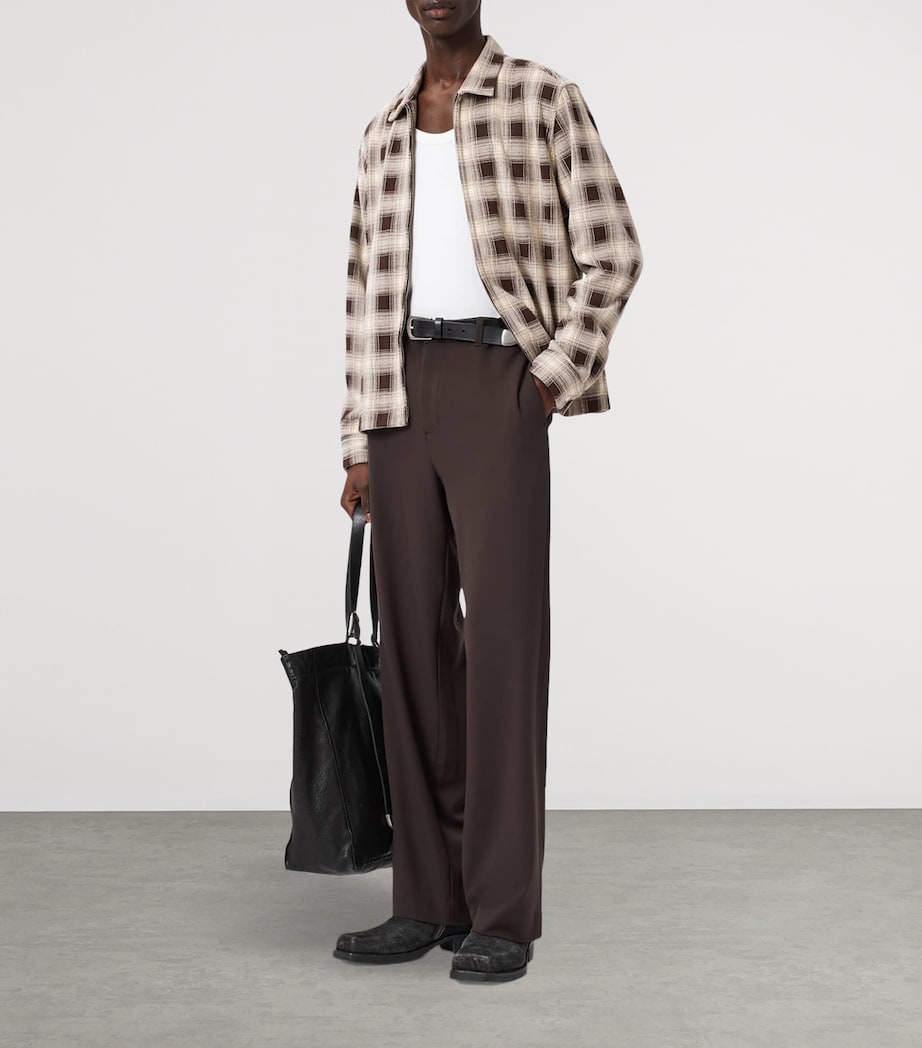 AllSaints Mens Check Krater Overshirt Brown/ecru White Image 2