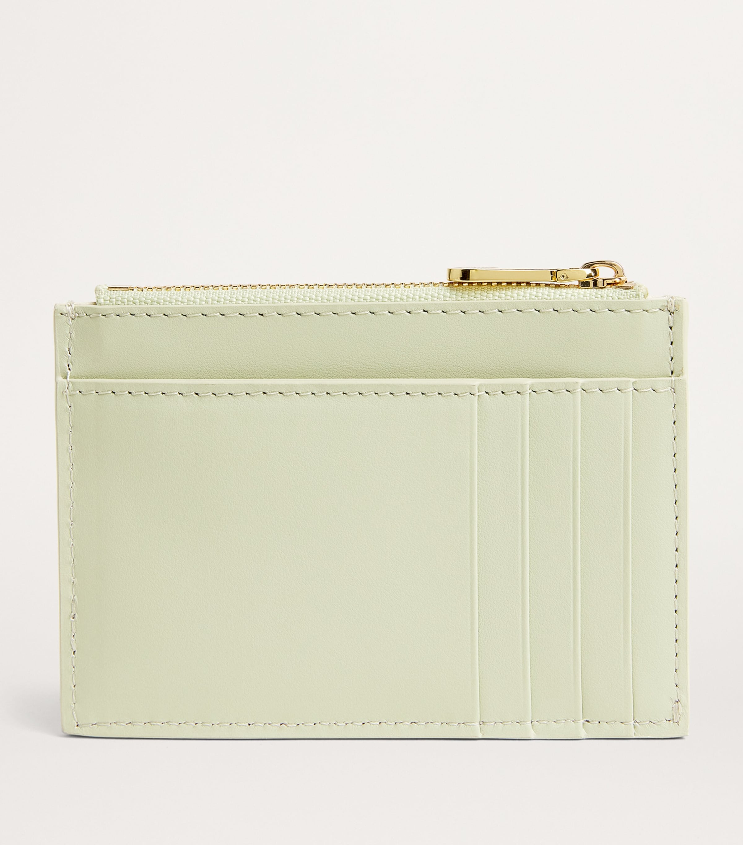 Leather Zip-Up Card Holder GREEN Image 2