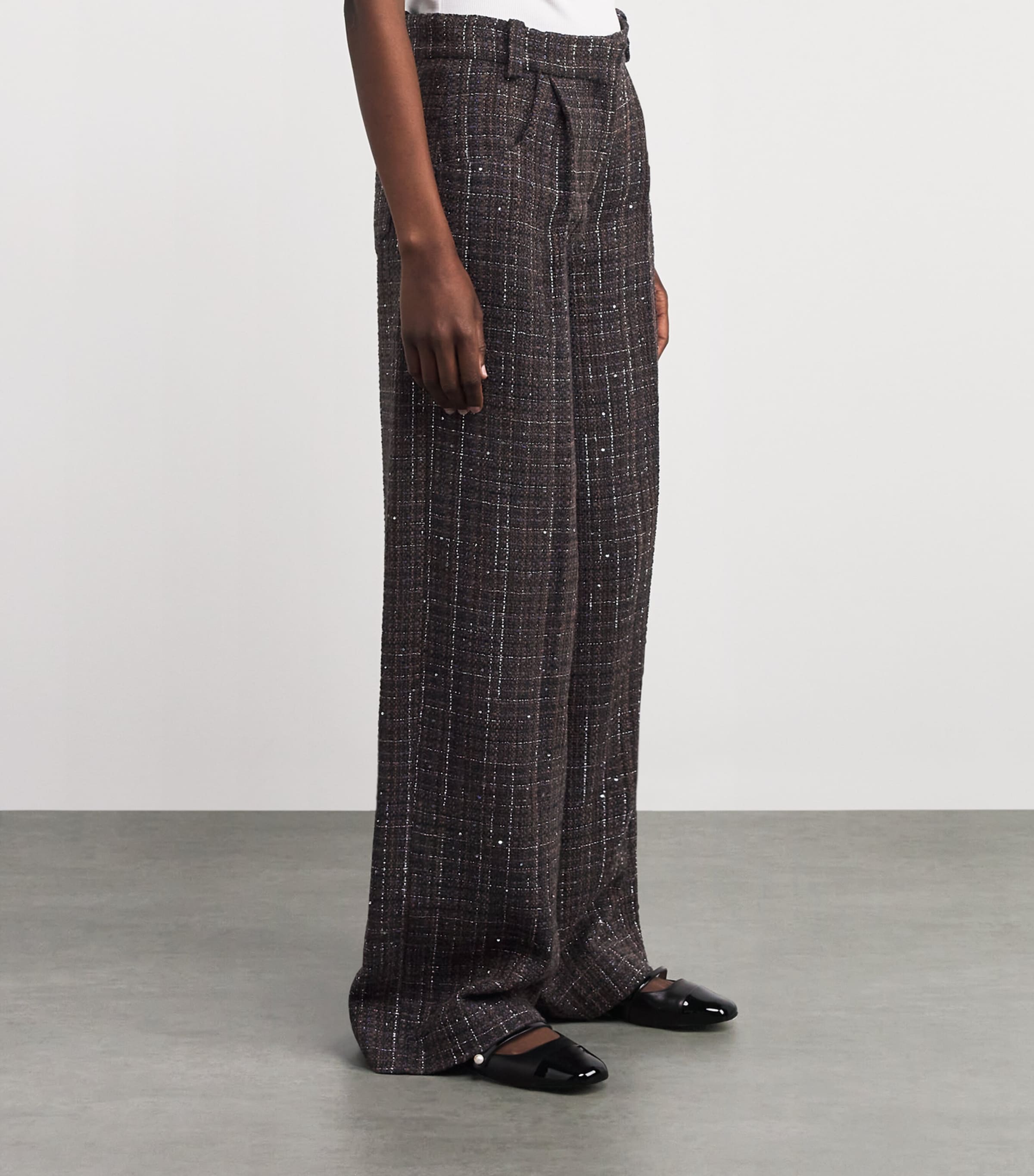 Tweed Tailored Trousers BROWN Image 3