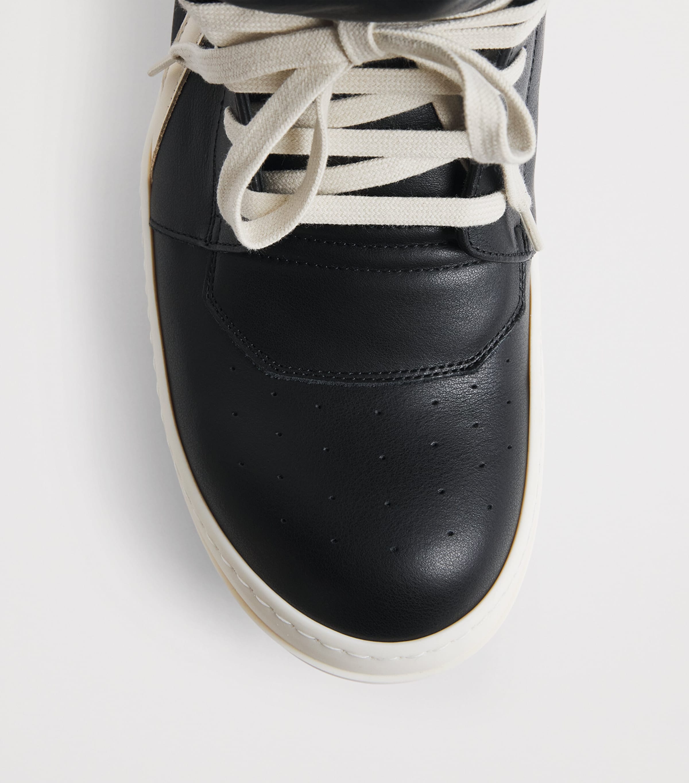 Rick Owens Leather Geobasket High-Top Sneakers Black/milk Image 4