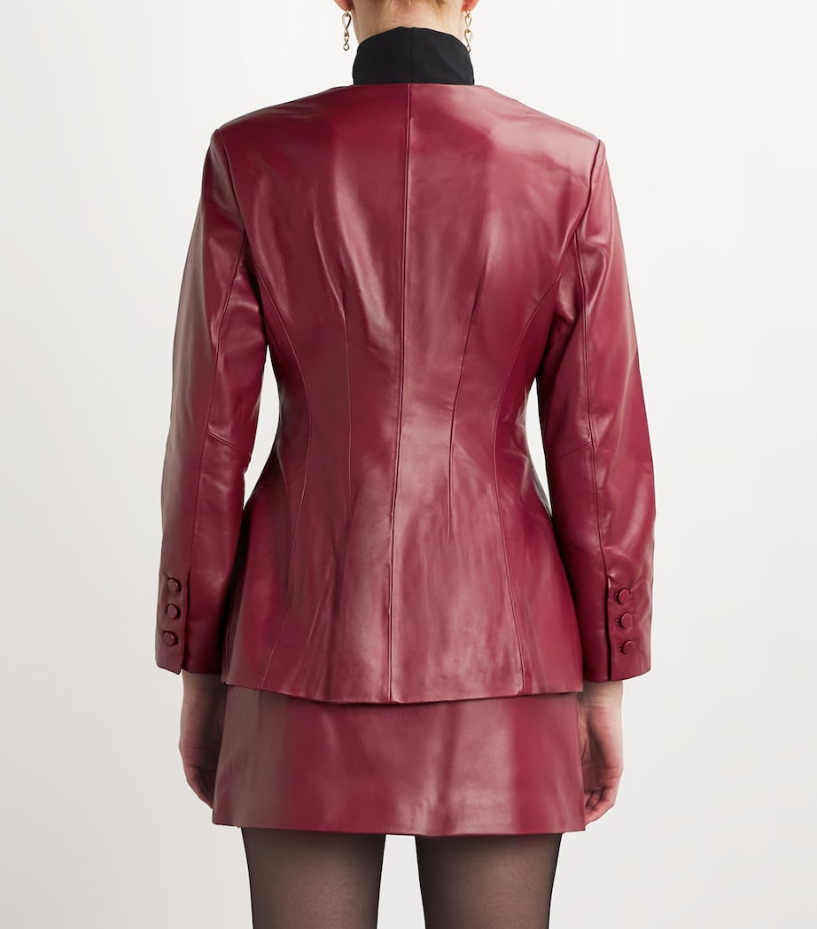 Leather Padded Blazer DEEP RED Image 4