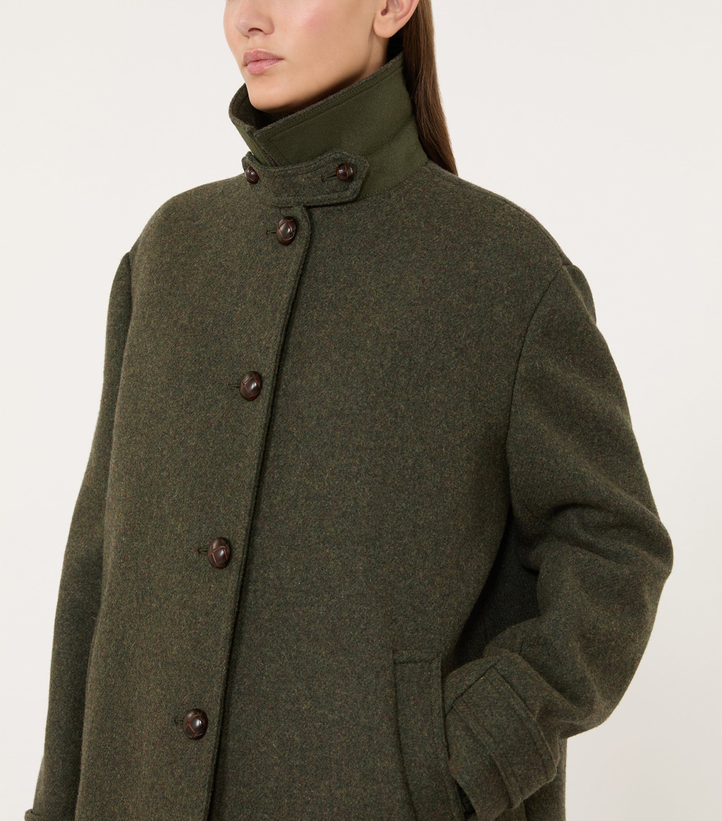 Weekend Max Mara Womens Virgin Wool-Blend Coat Sage Green Image 4