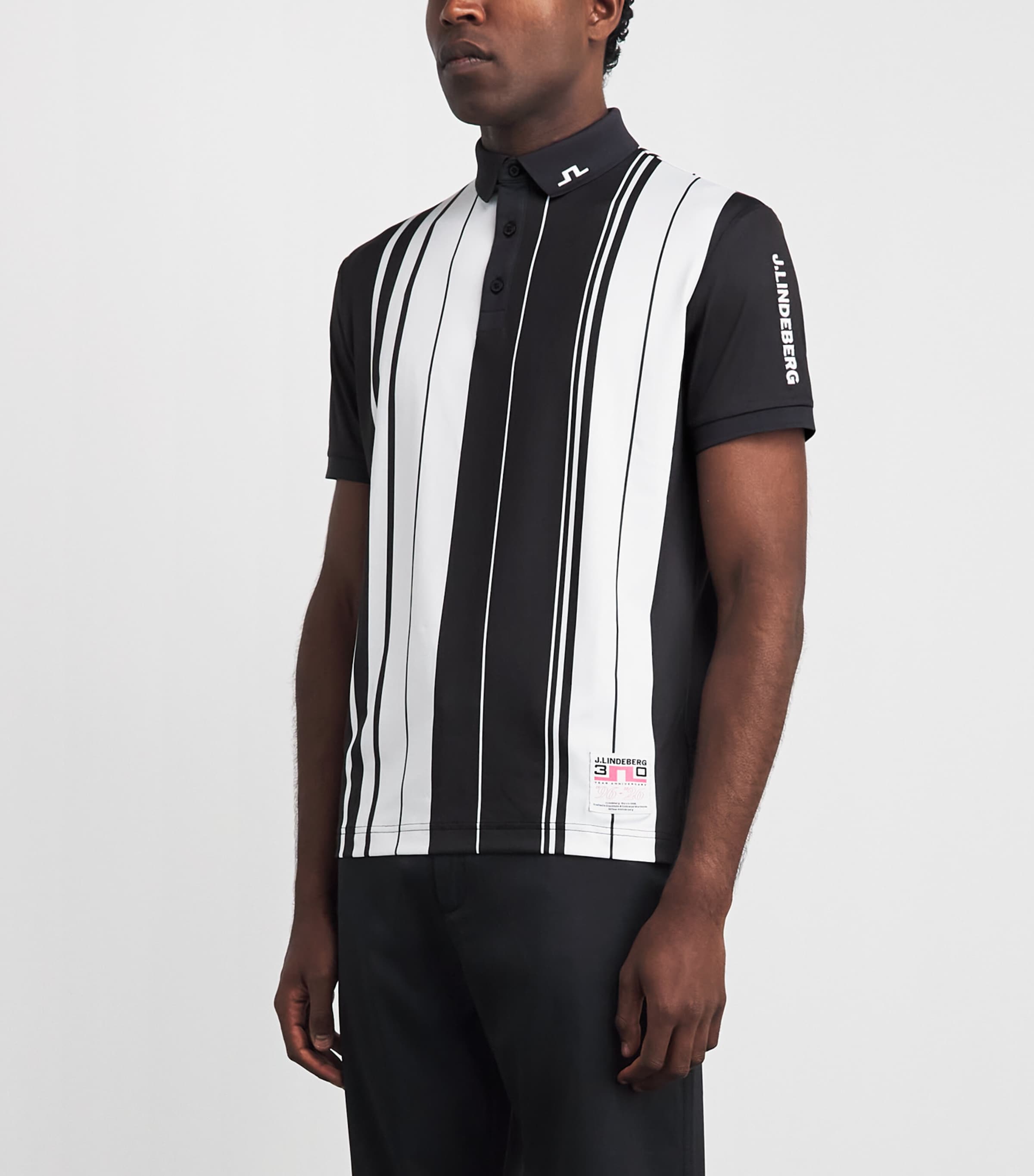 J Lindeberg Mens 30Y Tour Tech Stripe Polo Shirt Stripe Image 4