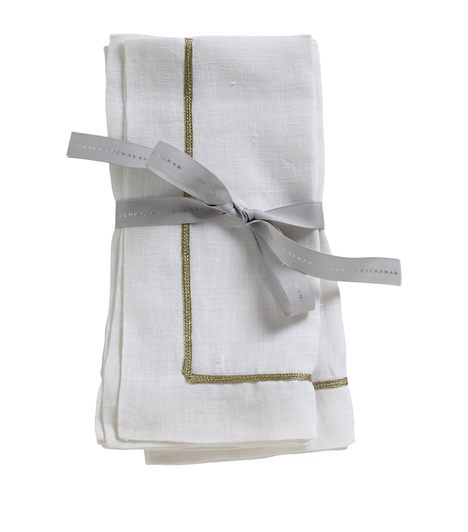 Set of 2 Linen Embroidered Napkins WHITE Image 1