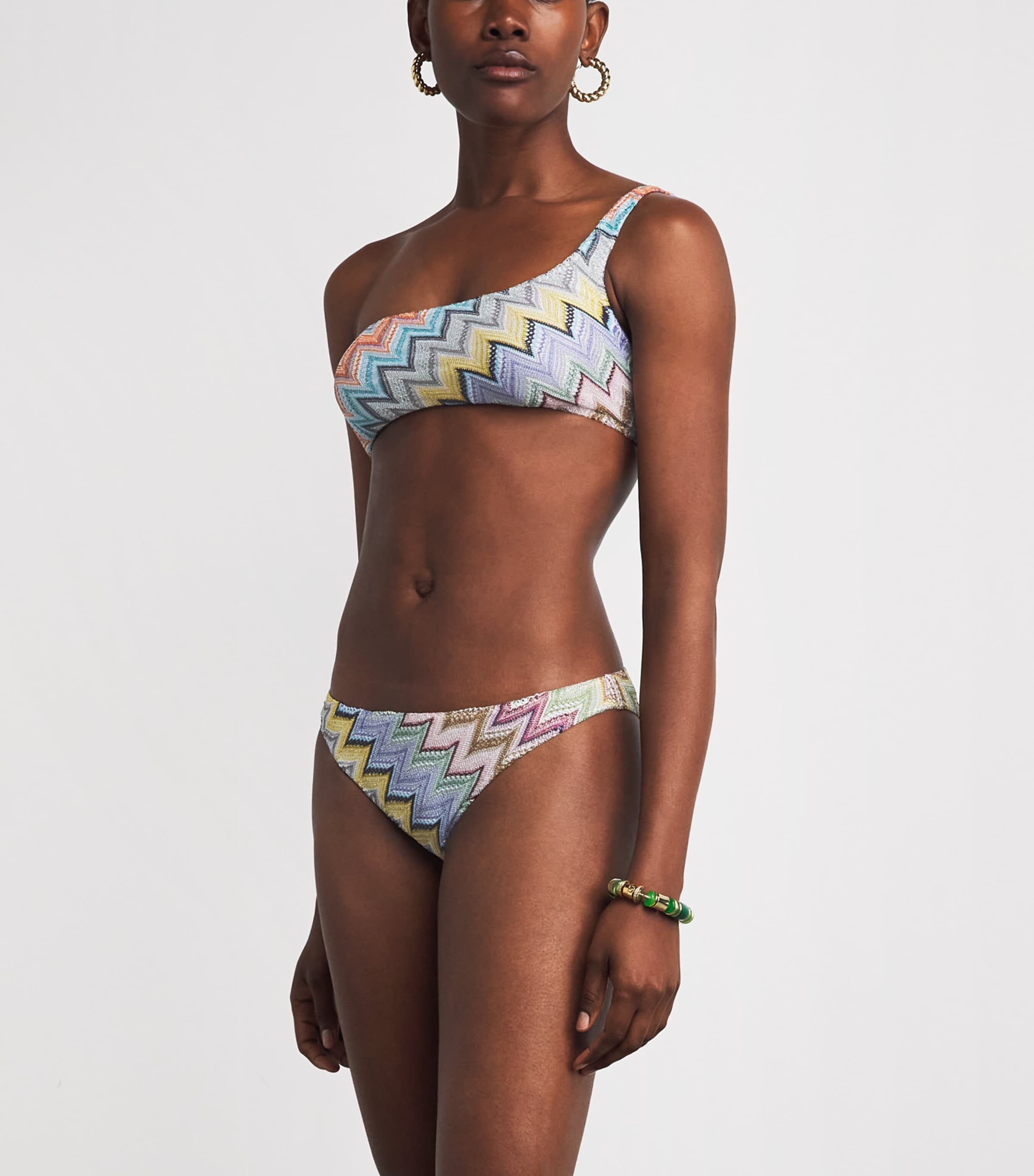 Missoni Womens One-Shoulder Zigzag Bikini Smsor Multicolor Image 2