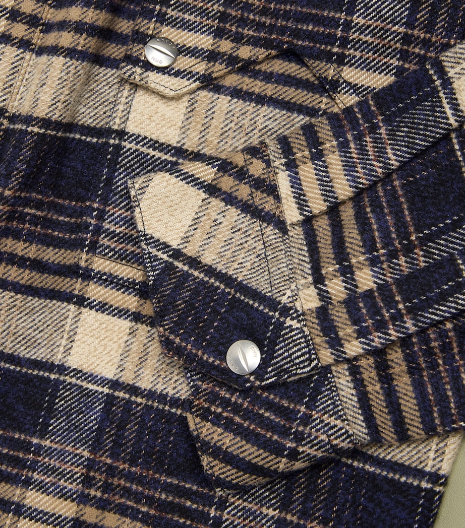 Rhude Mens Cotton Flannel Check Overshirt Dark Navy/beige Image 5