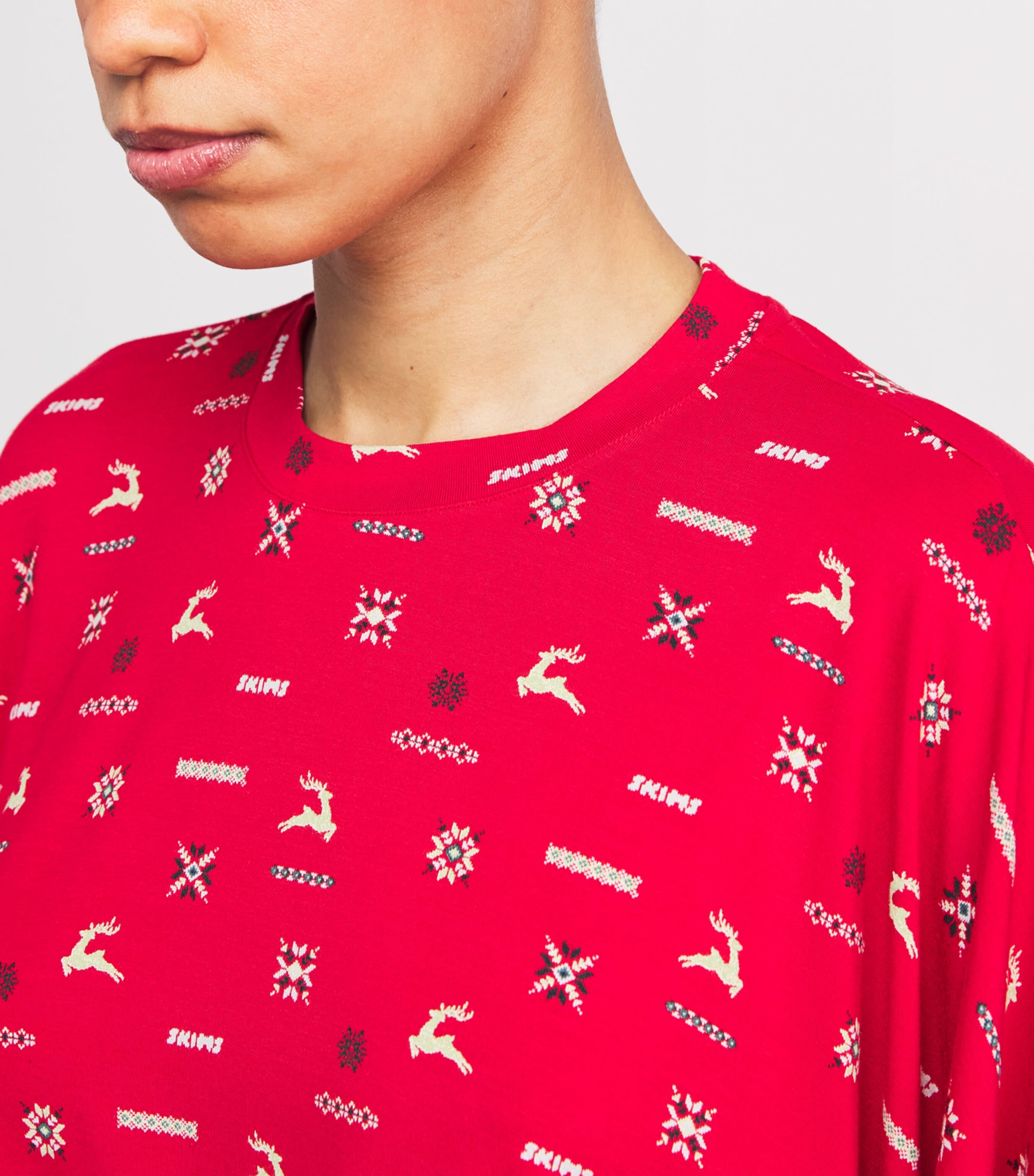 Modal-Blend Cropped Henley Pyjama Set CRNBRRY VNTG DR PRNT Image 4