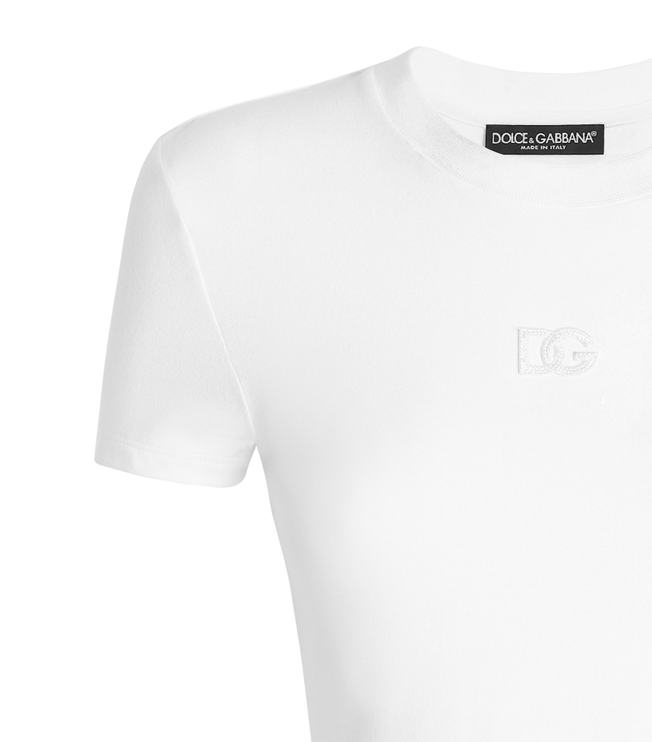 Dolce&Gabbana Womens Cotton Logo T-Shirt Optical White Image 3