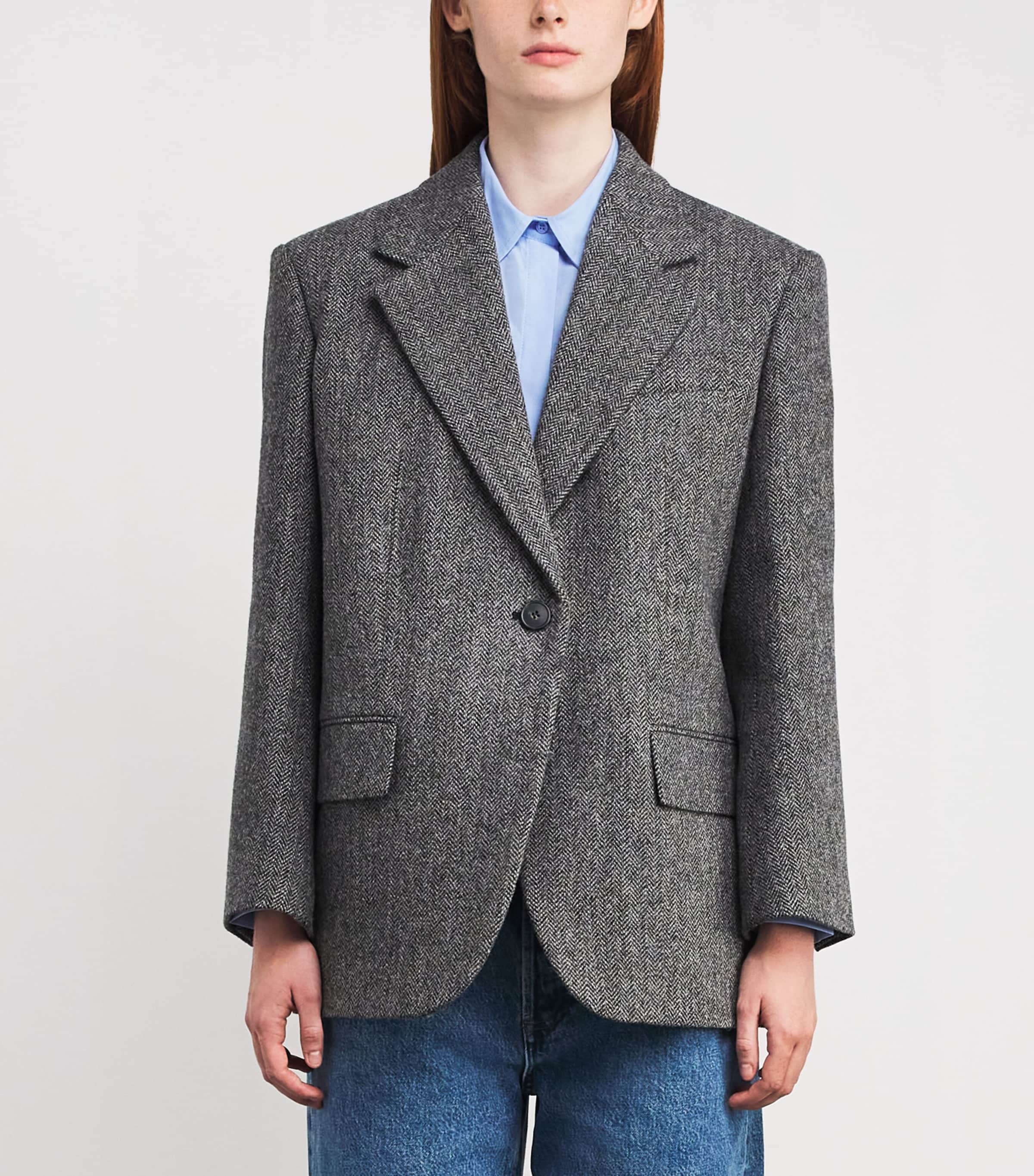 Virgin Wool Tweed Blazer DARK GREY Image 3
