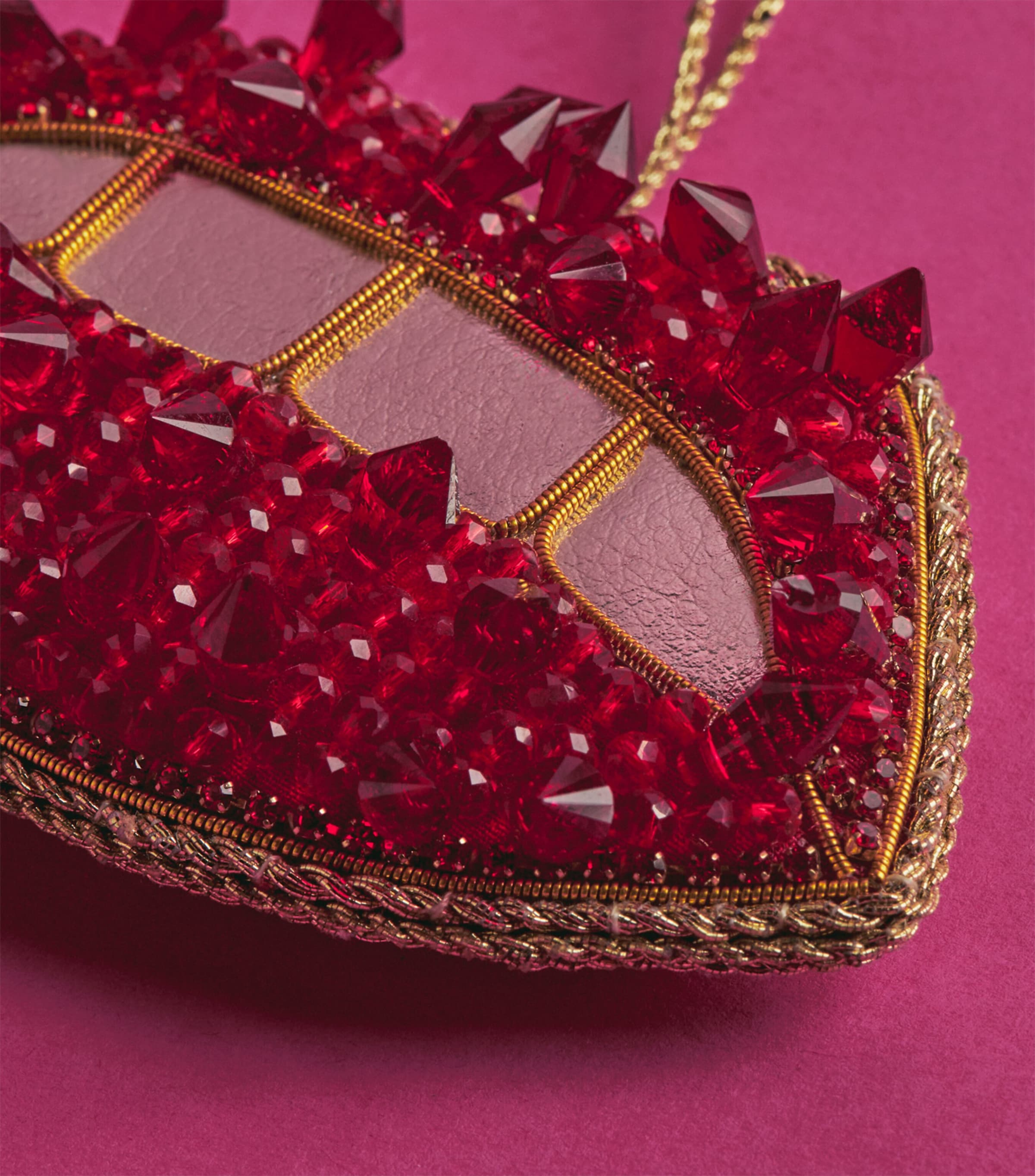 Tinker Tailor Beaded Lips Tree Decoration Red & Gold Image 2