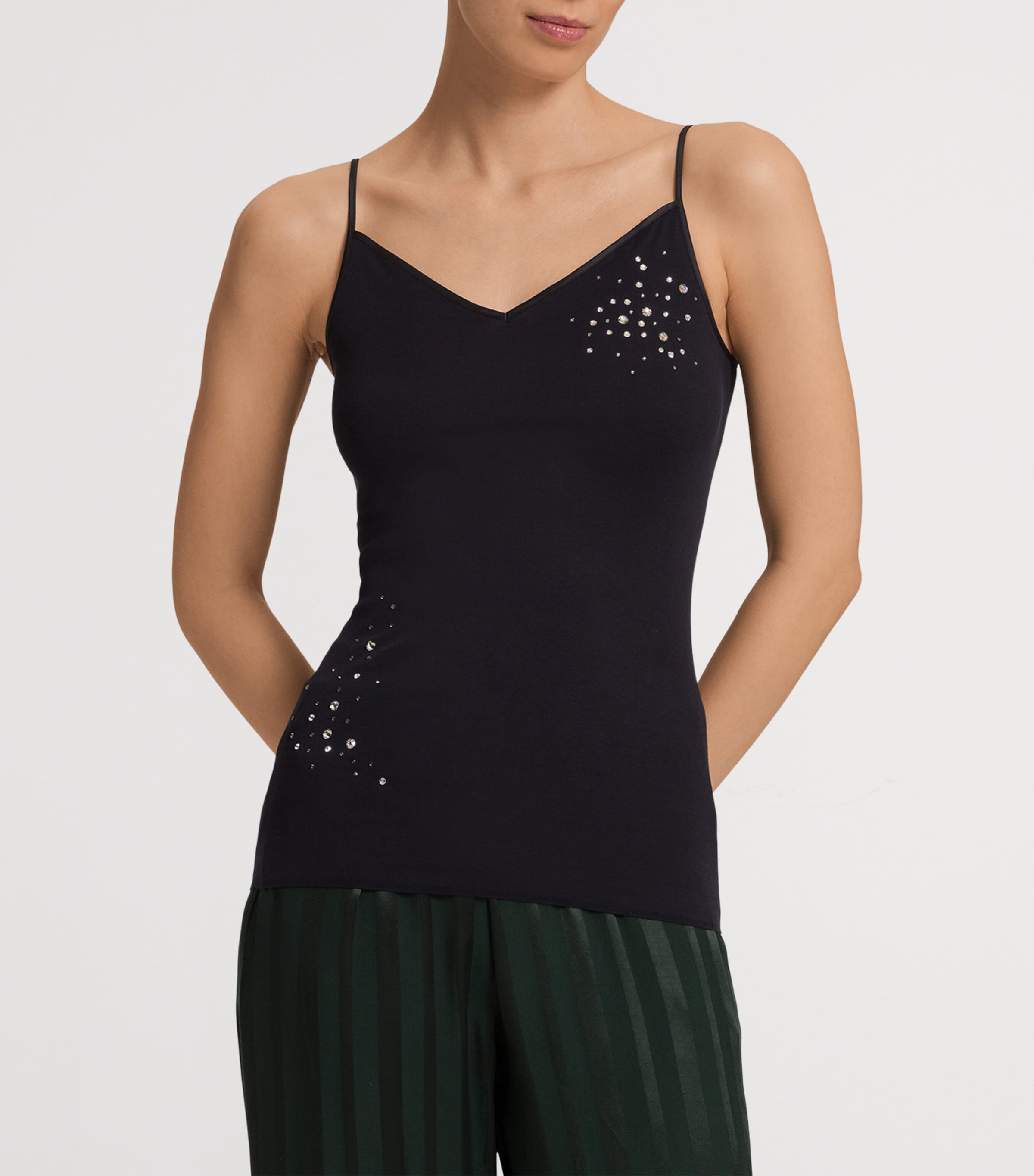 Embellished Cotton Seamless Camisole BLACK Image 3