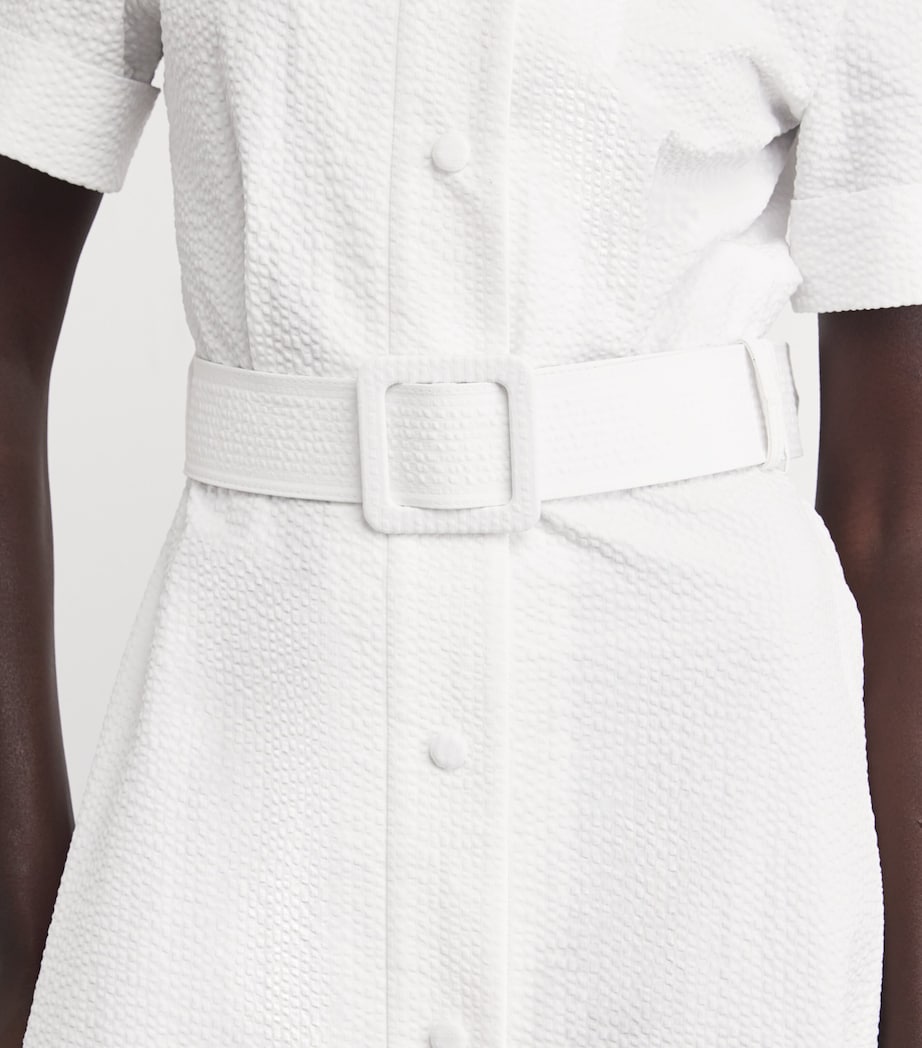 Seersucker Cotton Midi Dress WHITE Image 6