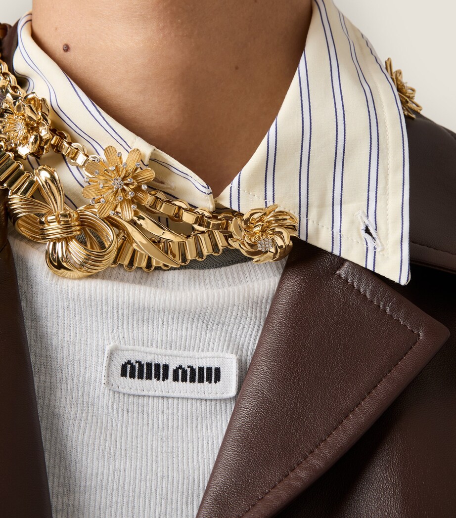 Miu Miu Leather-Trim Flower Necklace Image 3