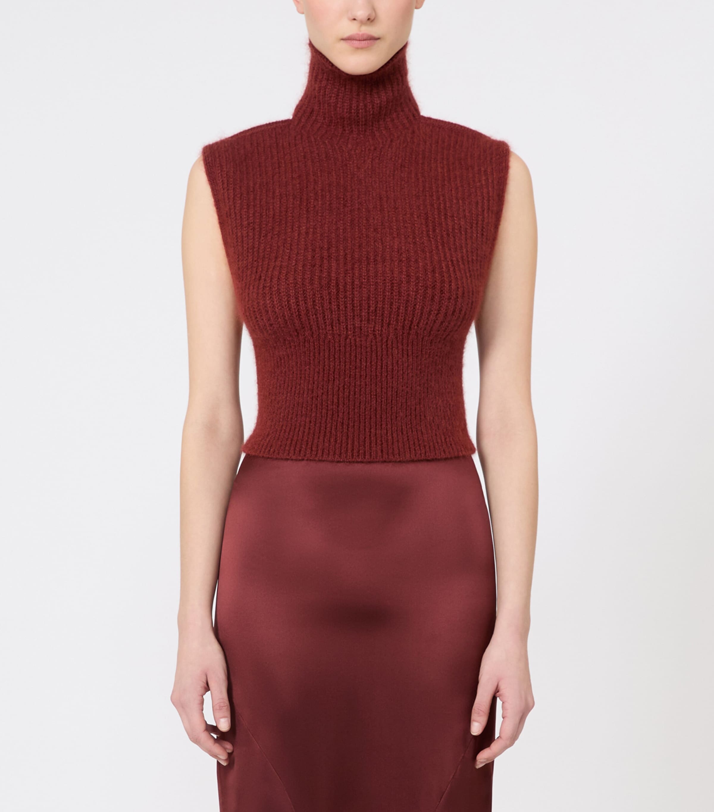 Max Mara Womens Wool-Blend Backless Tank Sweater Brown Bordeaux Image 2