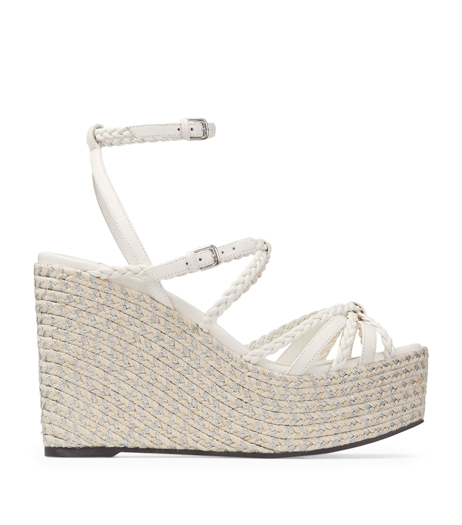 Jimmy Choo Nyra 100 Leather Wedge Sandals Latte/natural Image 1