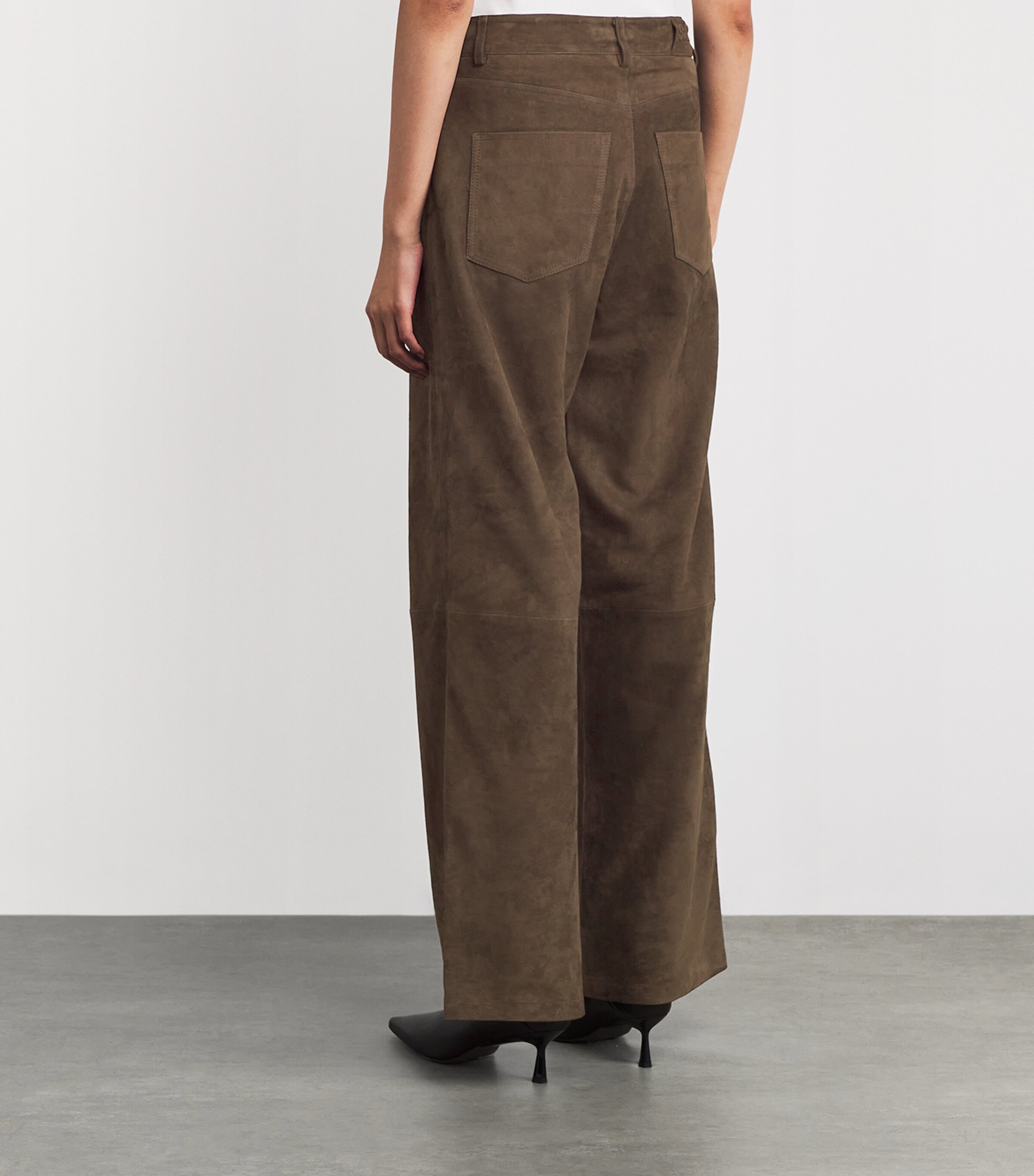 Suede Victory High-Rise Trousers PEBBLE BROWN Image 4