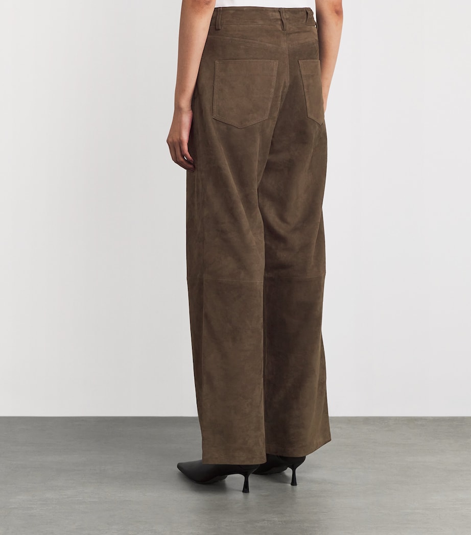 Suede Victory High-Rise Trousers PEBBLE BROWN Image 4