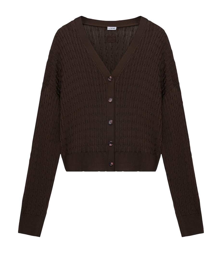 V-Neck Cardigan DARK BROWN Image 1