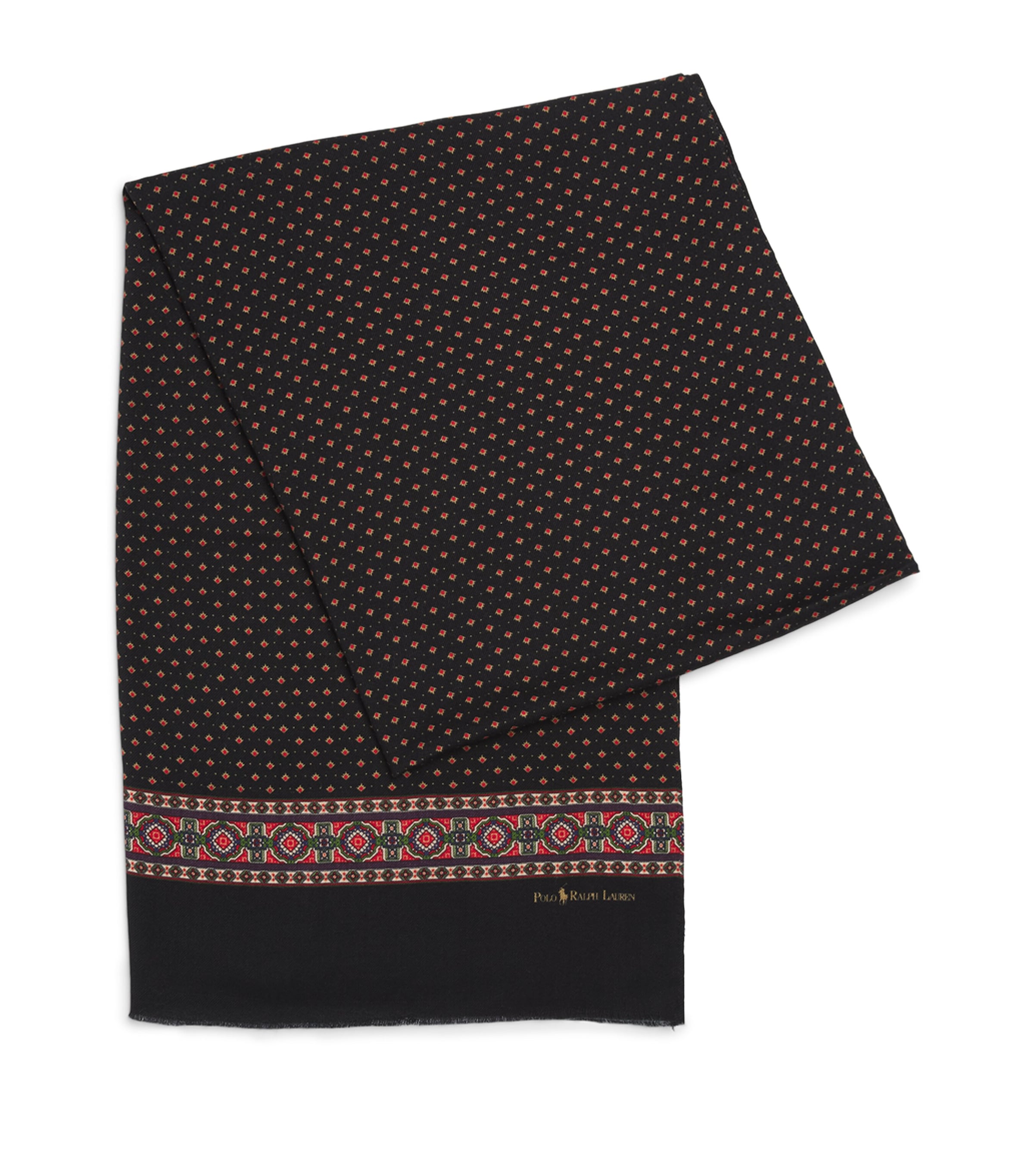 Polo Ralph Lauren Wool Square Scarf Wine Multi Image 1