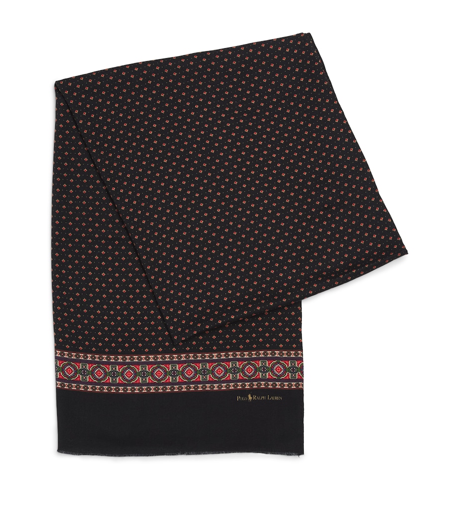 Polo Ralph Lauren Wool Square Scarf Wine Multi Image 1