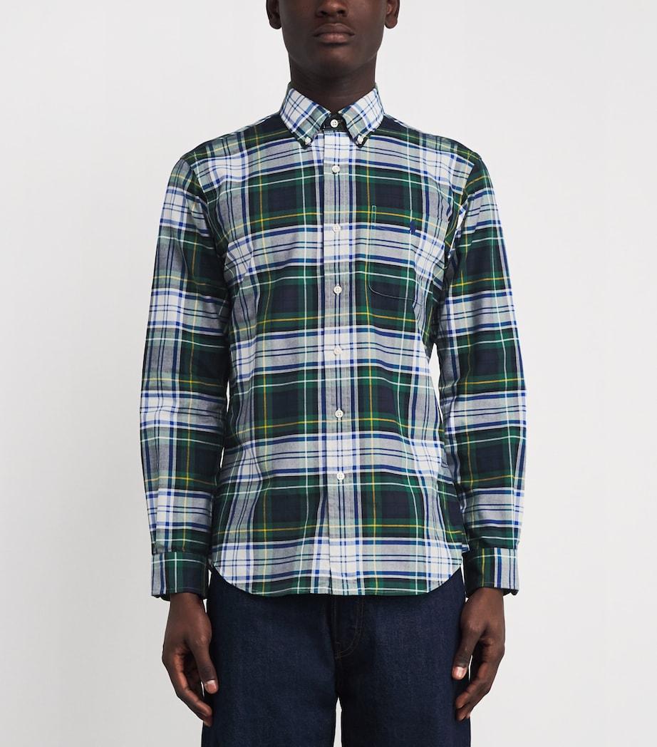 Cotton Plaid Custom Fit Oxford Shirt MULTI Image 3