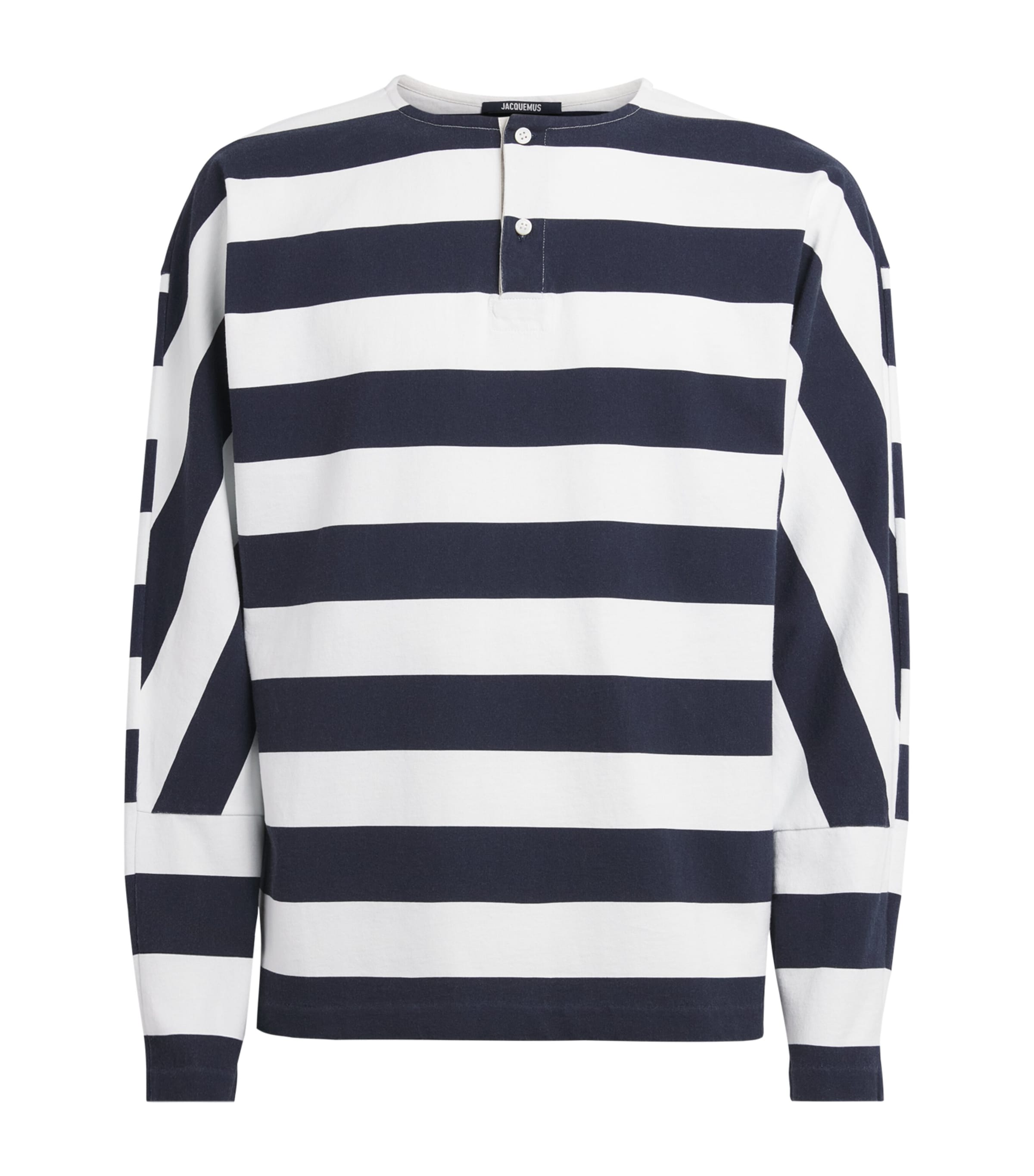 Jacquemus Mens Cotton Sailor Henley T-Shirt Prnt Vrt Strp Wb Image 1