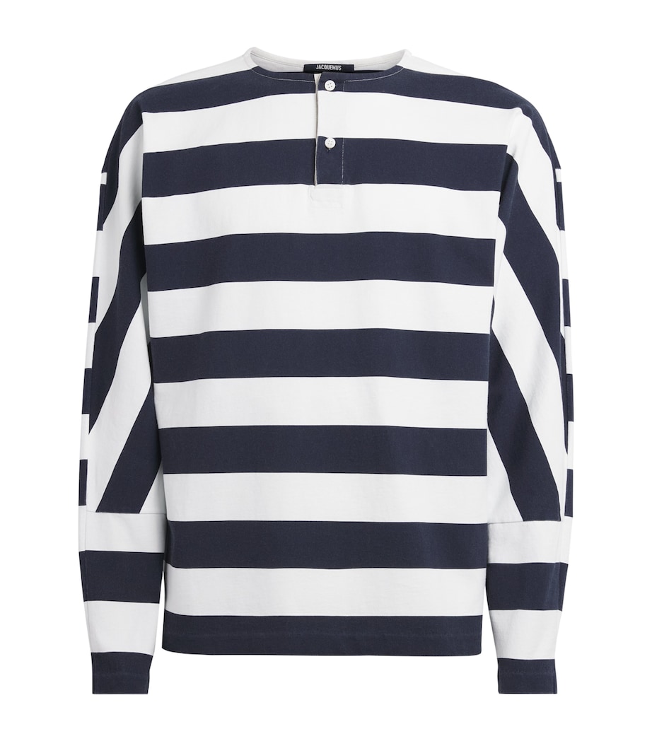 Jacquemus Mens Cotton Sailor Henley T-Shirt Prnt Vrt Strp Wb Image 1