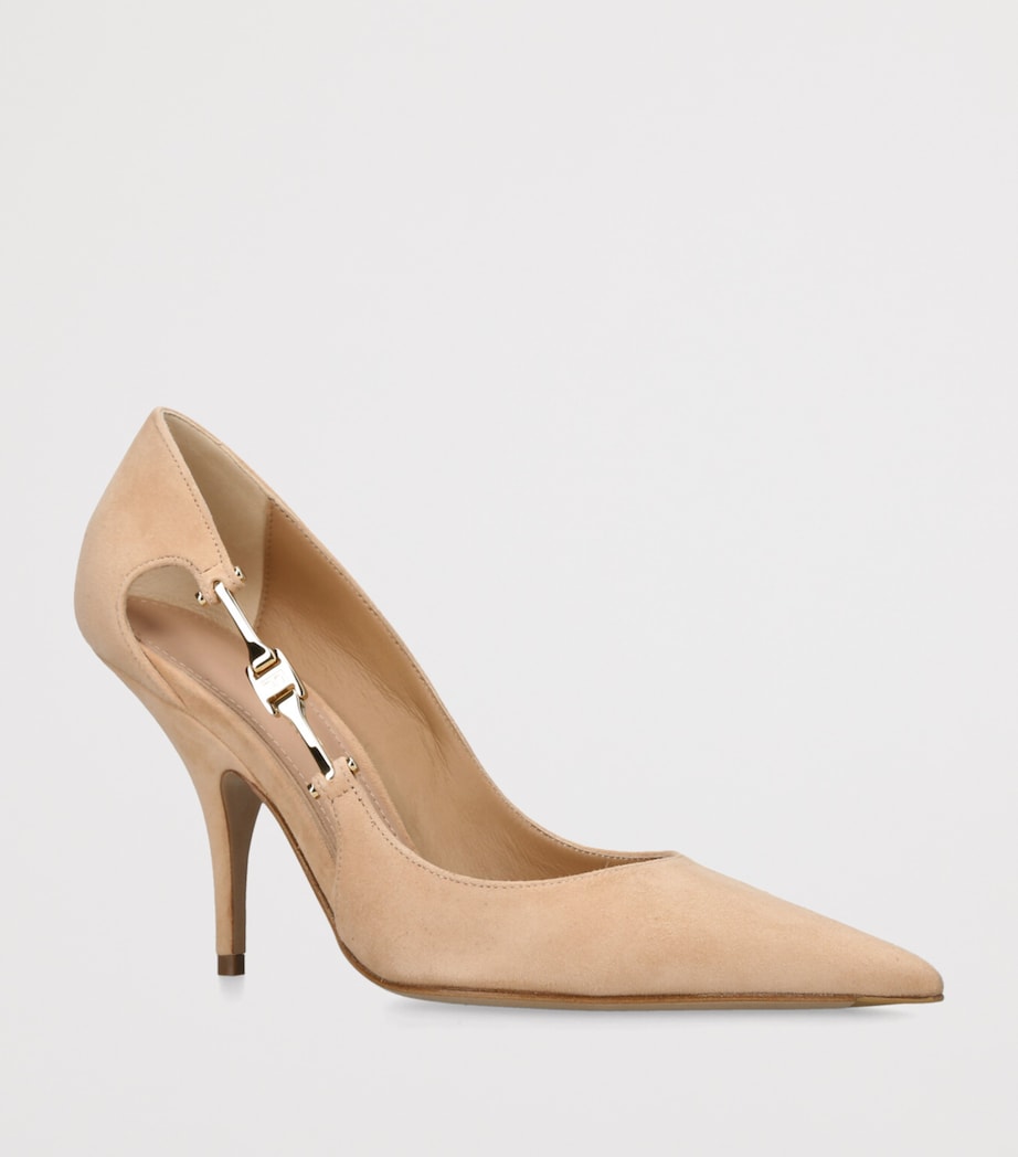 Suede F Buckle Pumps 95 BEIGE COMB Image 3