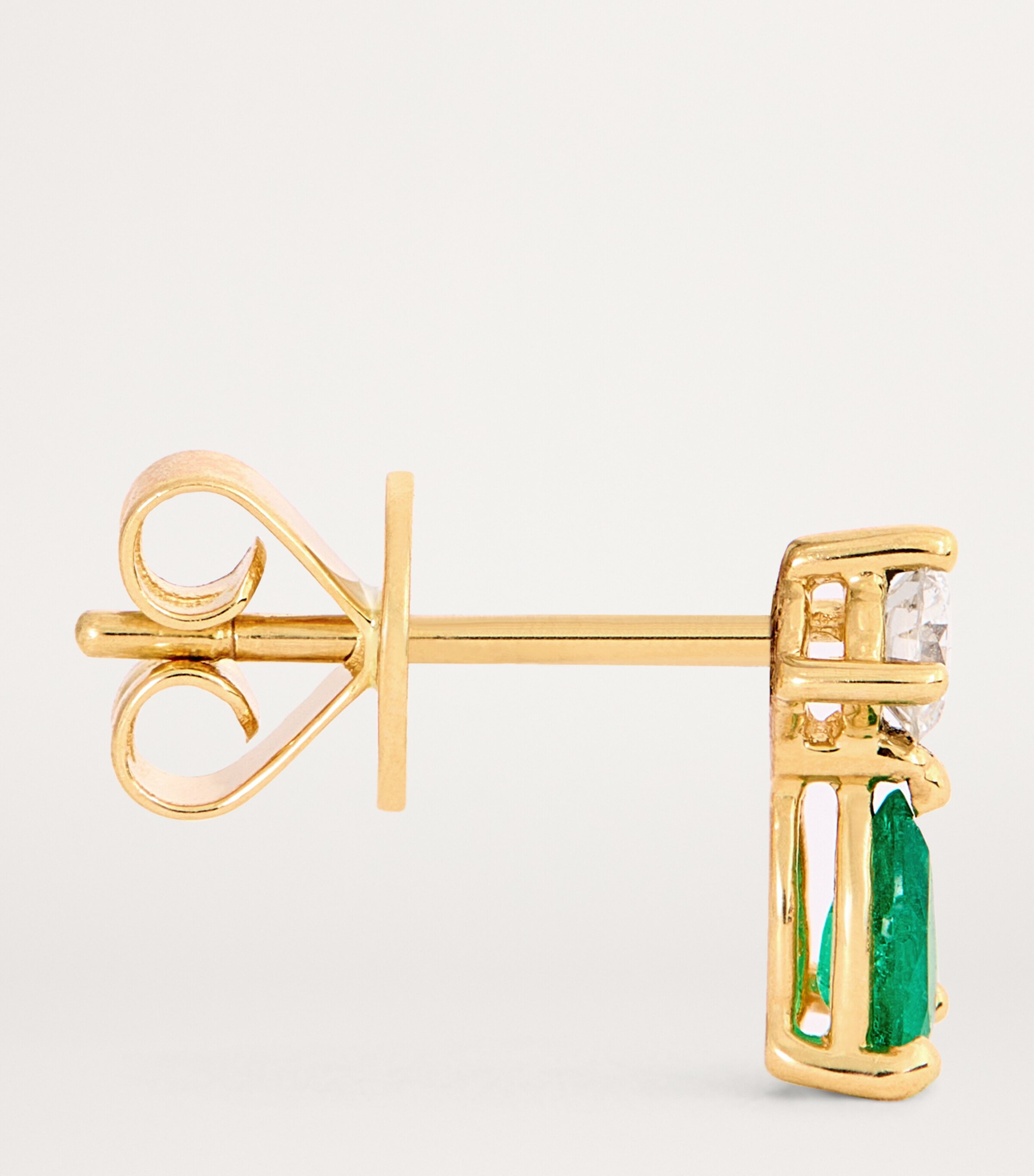 Yellow Gold, Diamond and Emerald Stud Earrings YELLOW GOLD Image 4