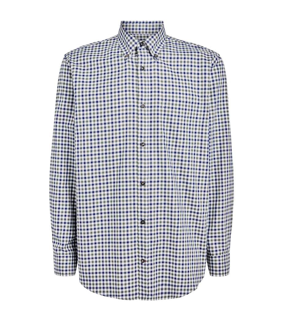Purdey Mens Cotton Check Shirt Forest Green Image 1