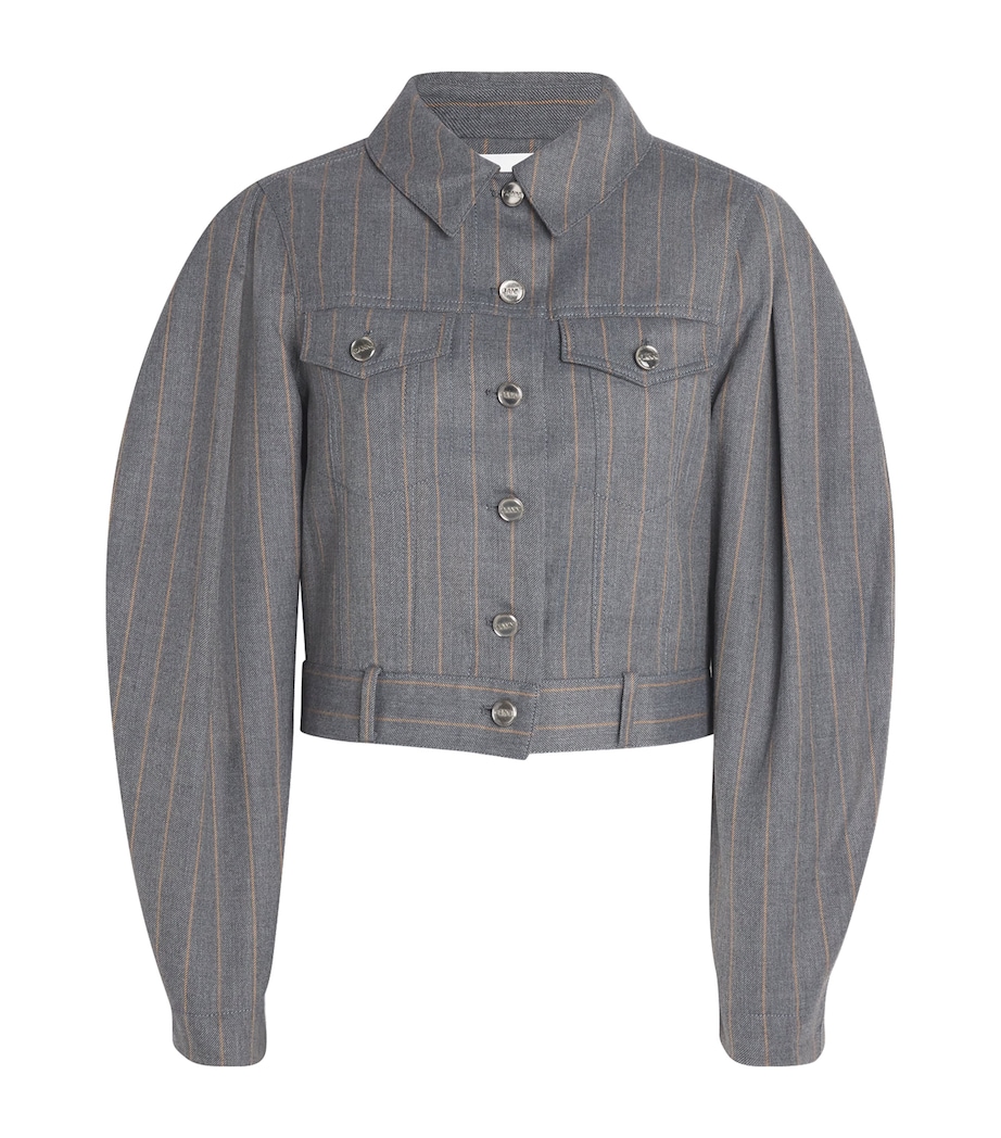 Cropped Stripe Jacket 205 PEWTER Image 1