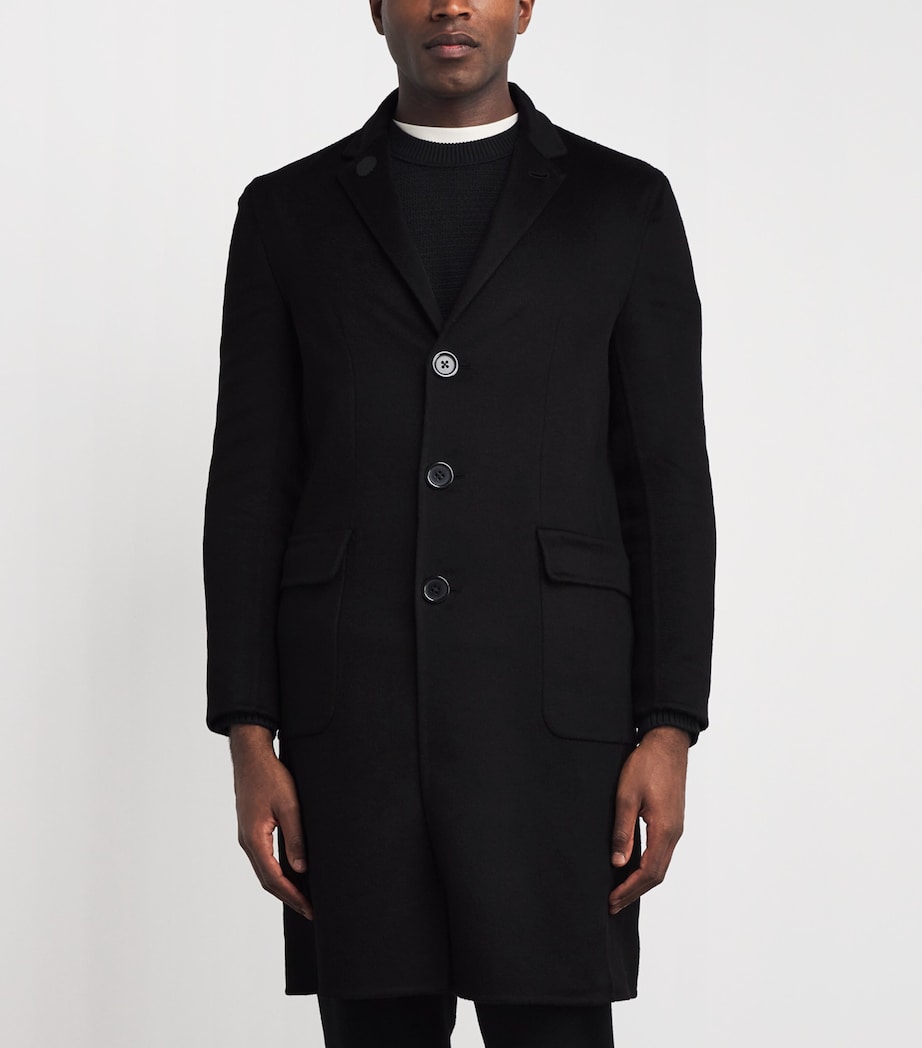 Alan Scott Mens Cashmere-Blend Double-Face Coat Black Image 4