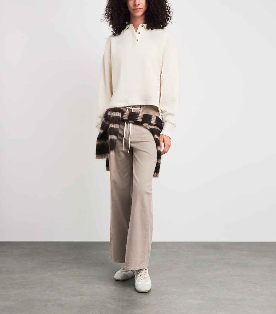 Rag & Bone Womens Cotton Terry Vintage Polo Sweatshirt Sand Image 2