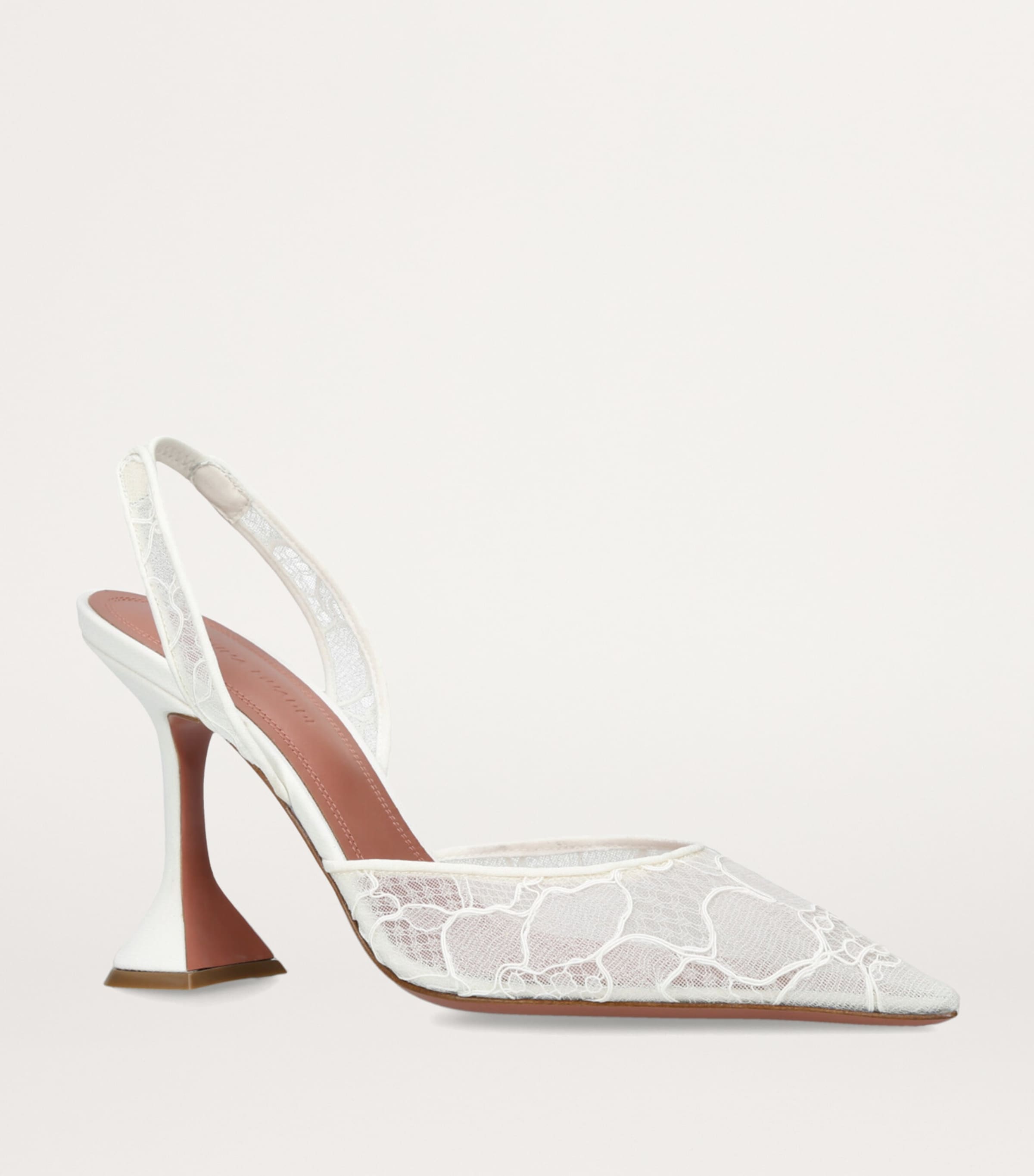 Lace Holli Slingback Heels 95 WHITE Image 4