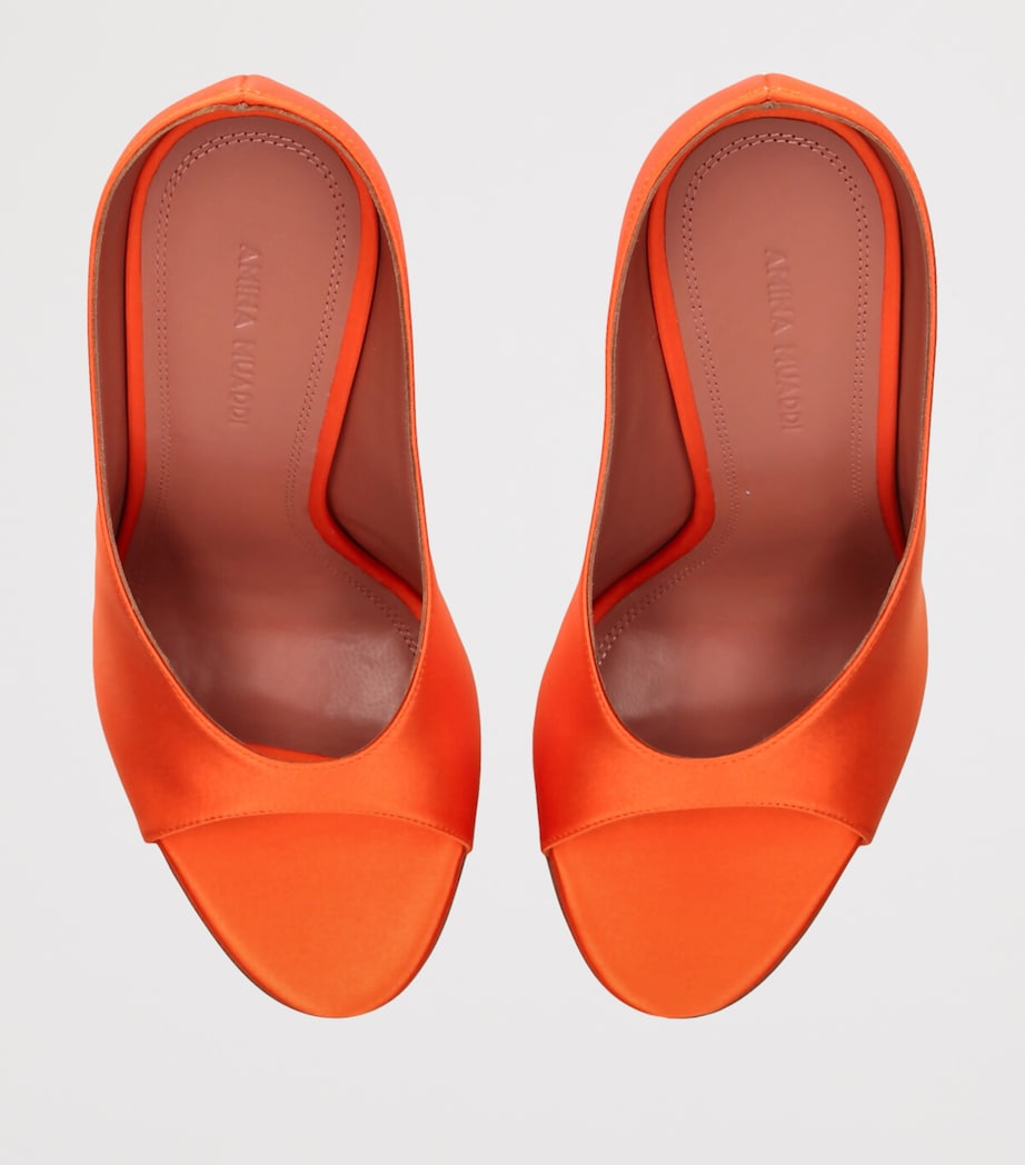 Amina Muaddi Satin Anok Heeled Slipper 105 Orange Image 4