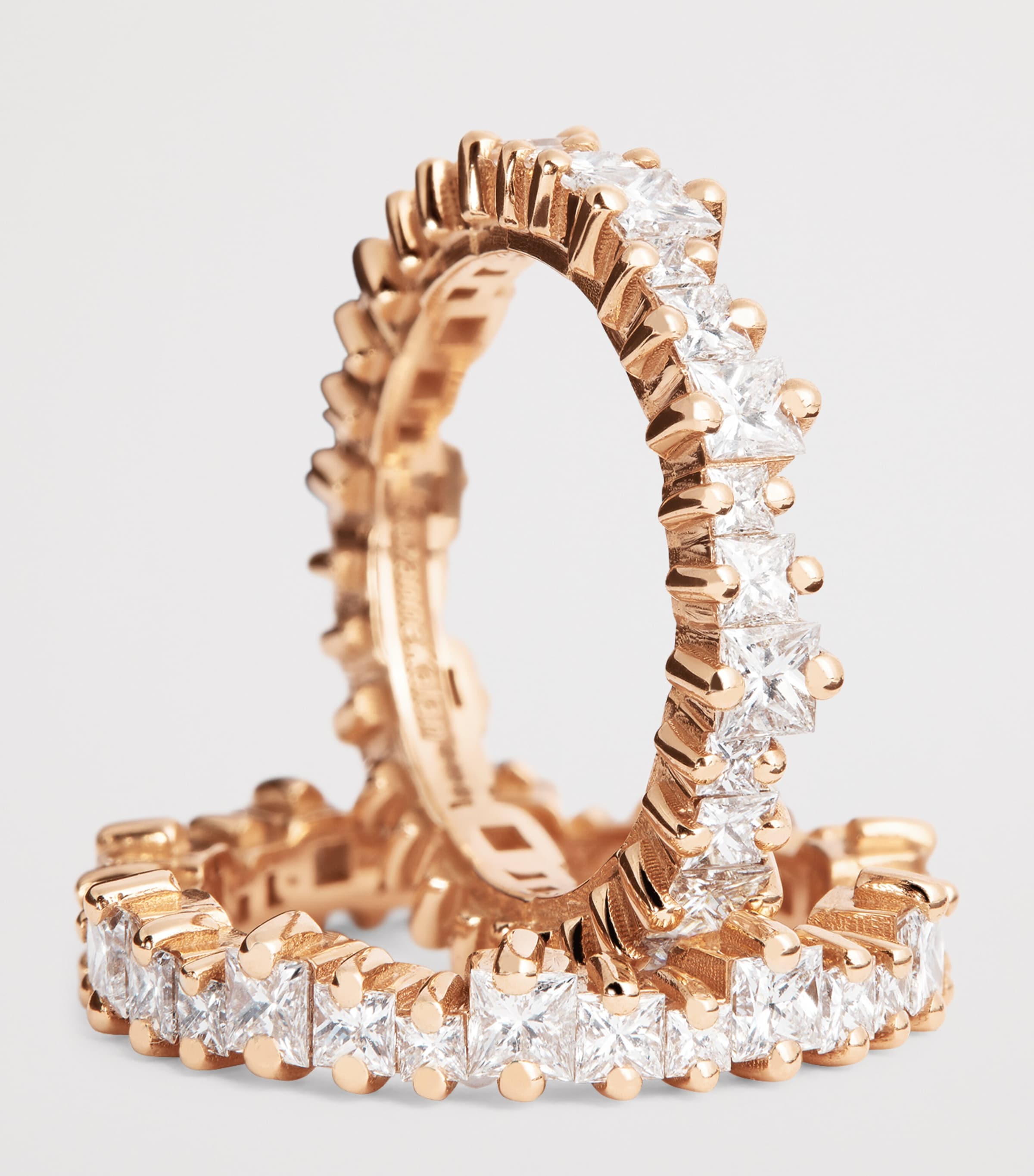 Rose Gold and Princess Diamond Tech Ring Jackets (Size 8.5) 18K RG/WD Image 5