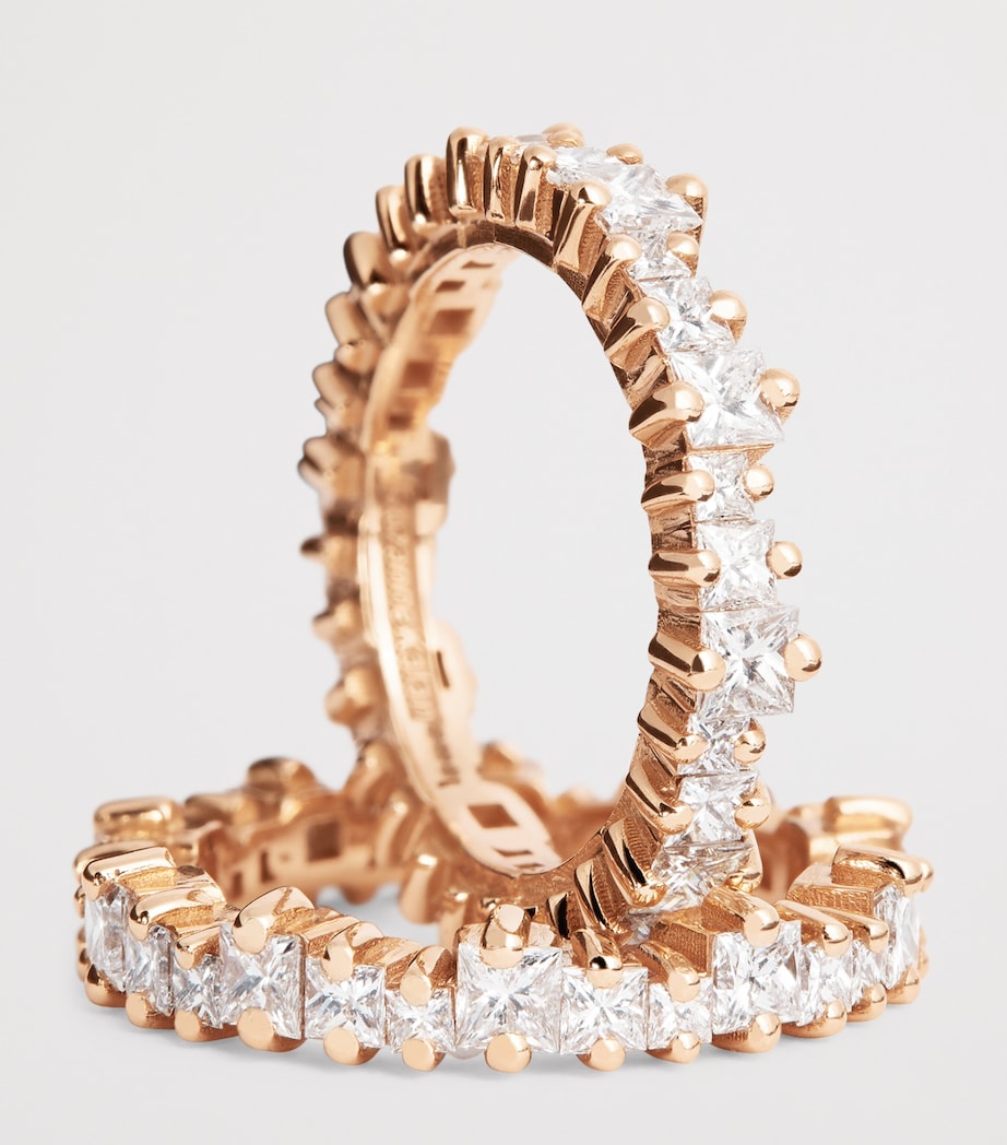 Rose Gold and Princess Diamond Tech Ring Jackets (Size 8.5) 18K RG/WD Image 5