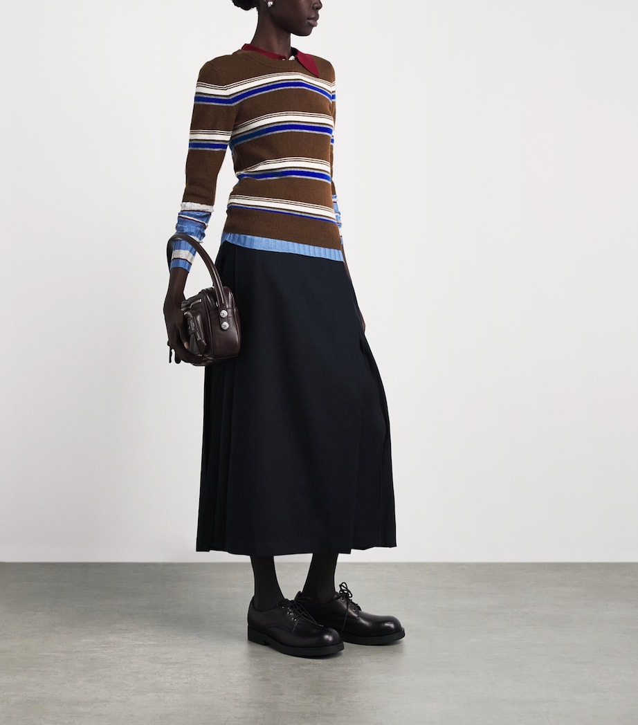 Claudie Pierlot Womens Wool-Cashmere Stripe Sweater Multicolored Image 2