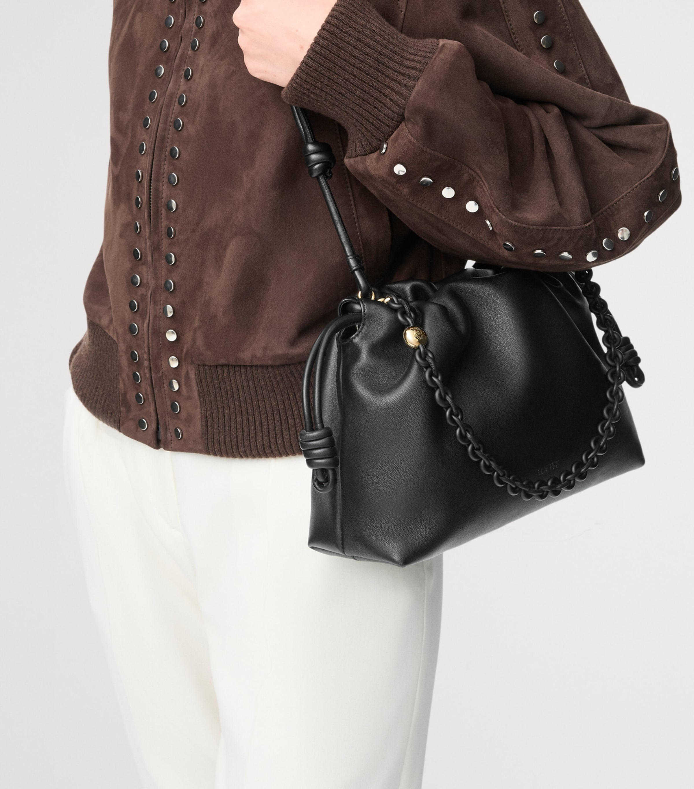 LOEWE Medium Leather Flamenco Purse Black Image 11