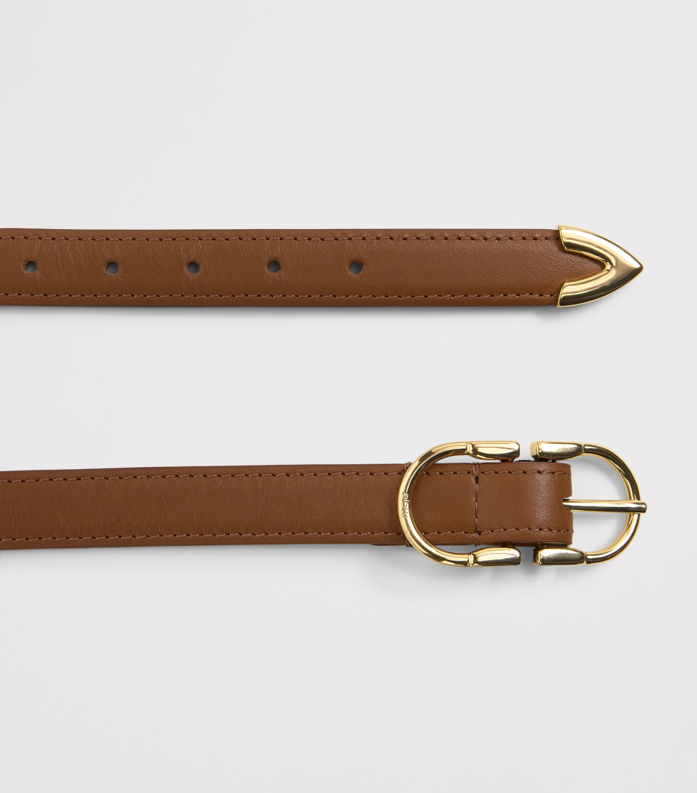 Leather Double-Buckle Belt CAMEL Image 4