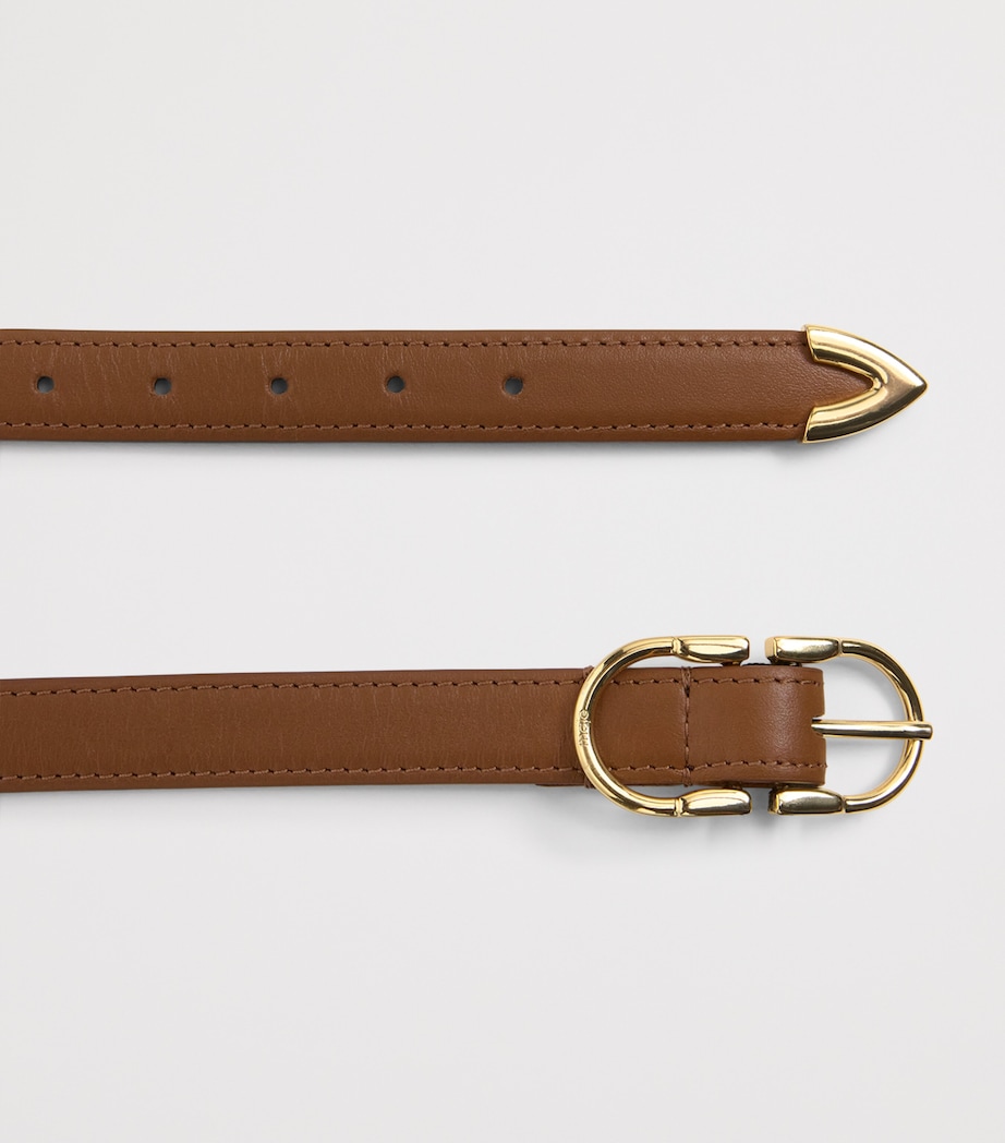 Leather Double-Buckle Belt CAMEL Image 4