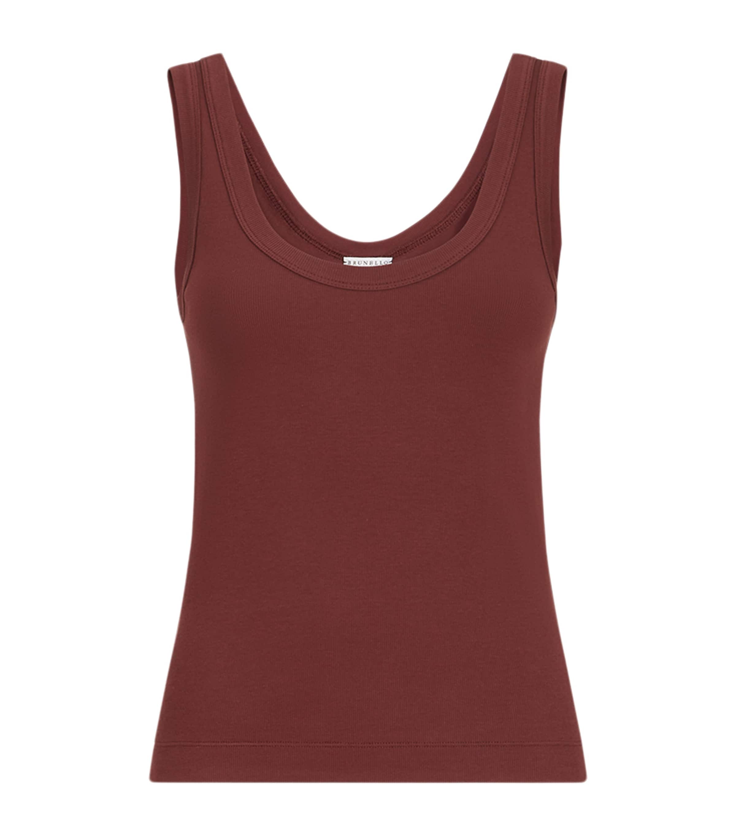 Brunello Cucinelli Womens Stretch-Cotton Ribbed Tank Top Image 1