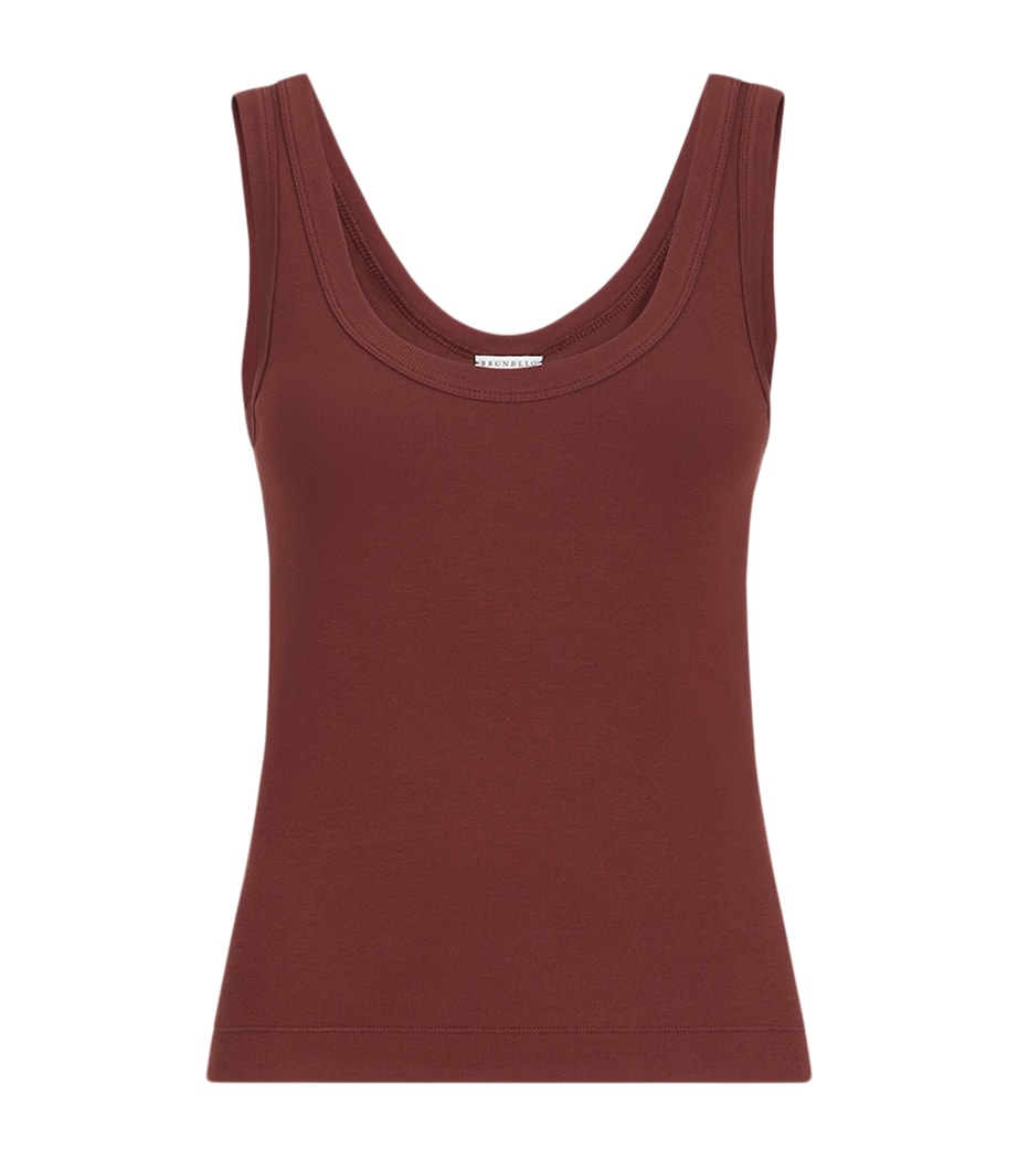 Brunello Cucinelli Womens Stretch-Cotton Ribbed Tank Top Image 1