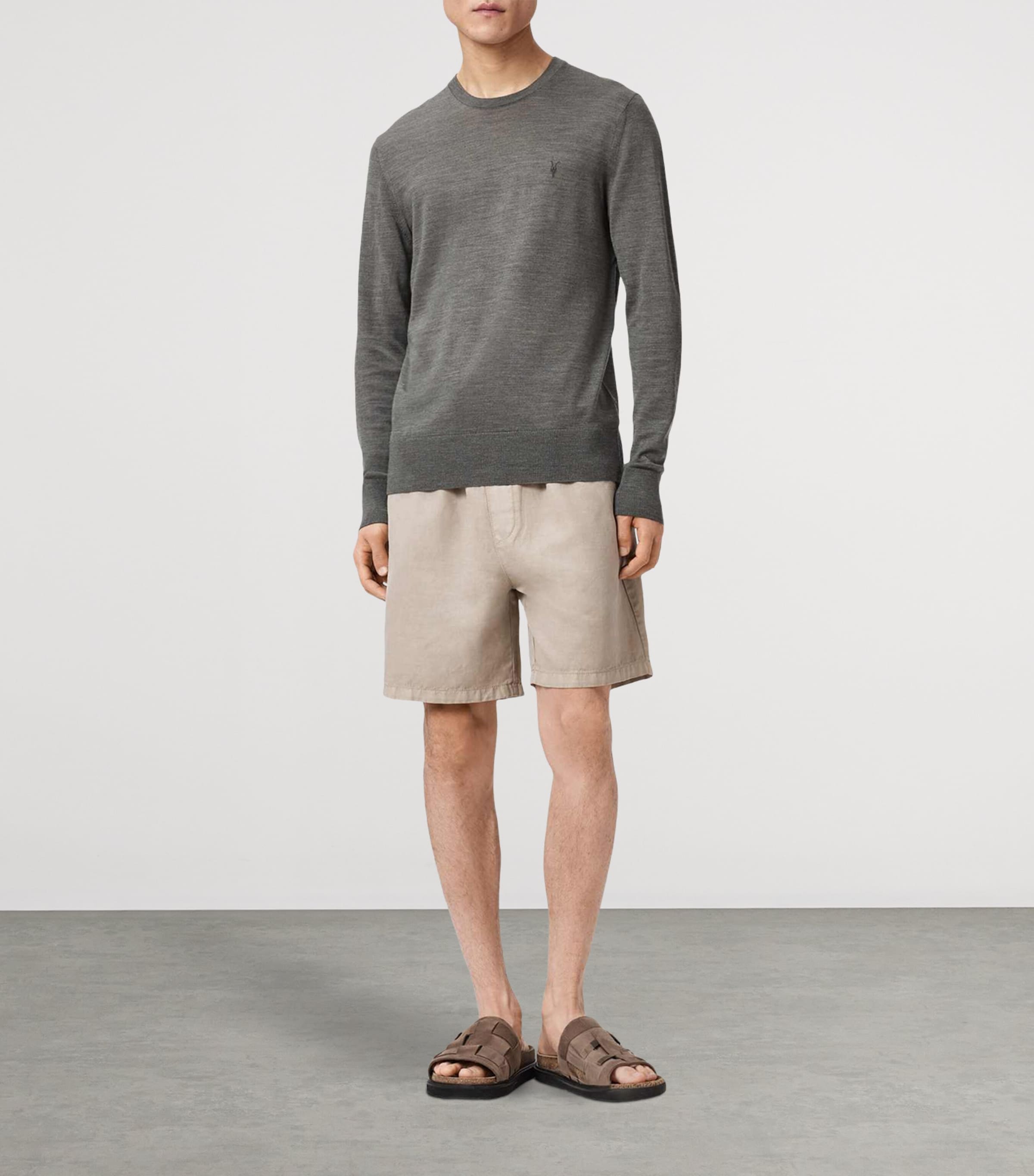 AllSaints Mens Merino Wool Slim Mode Sweater Maple Green Image 2