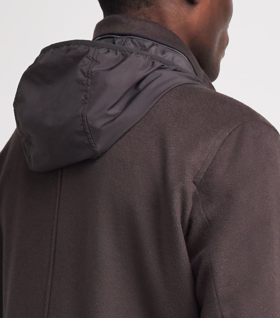 Herno Mens Virgin Wool-Cashmere Field Jacket Marrone Scuro Image 3